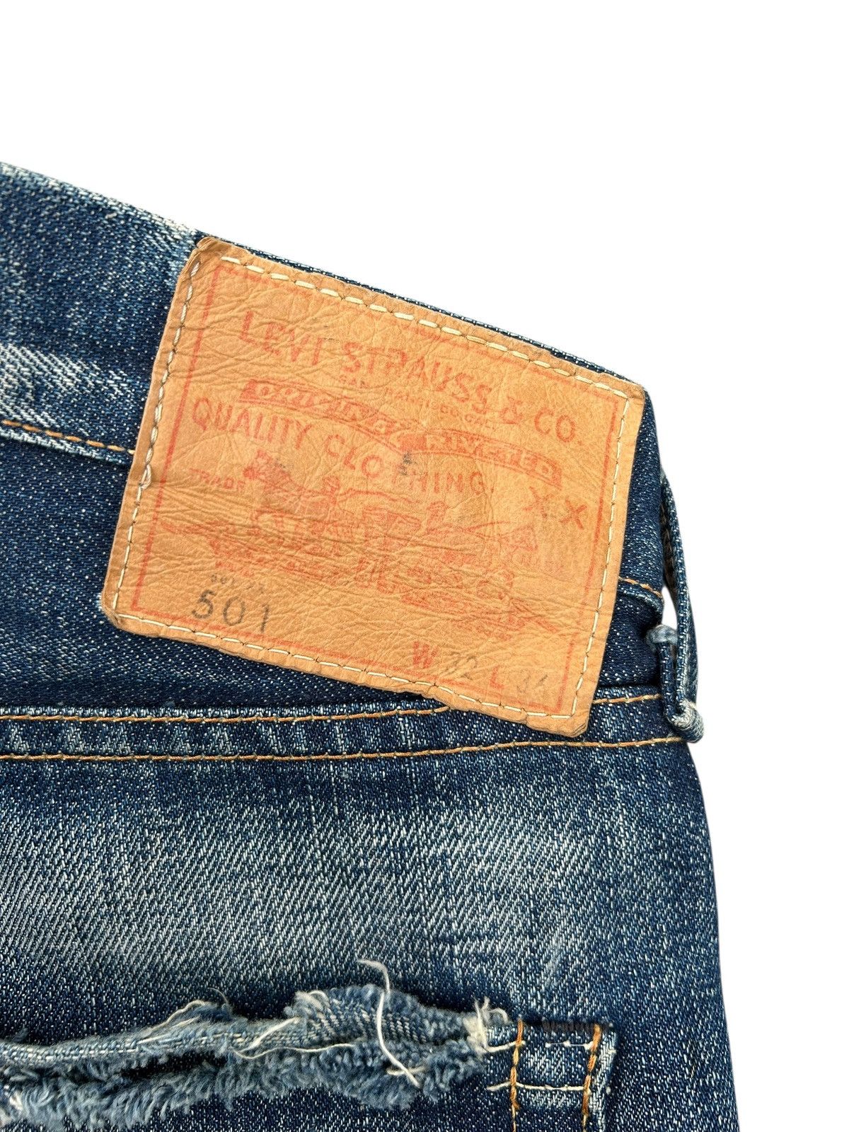 Kapital Vintage Levis Big E 501 Selvedge Distressed Denim Jeans Size US 32 / EU 48 - 7 Thumbnail