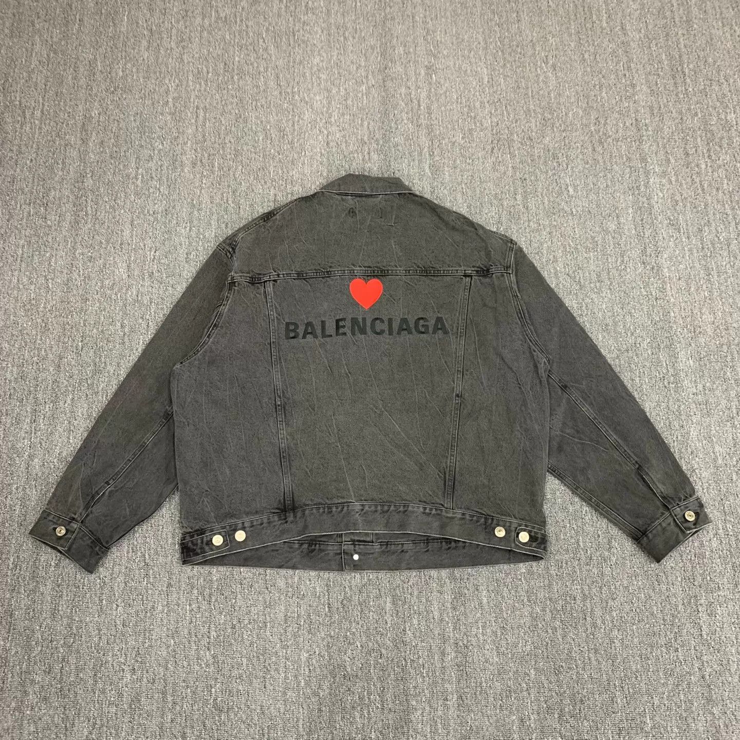 Balenciaga Balenciaga Washed Black Embroidered Denim Jacket Size S / US 4 / IT 40 - 2 Thumbnail