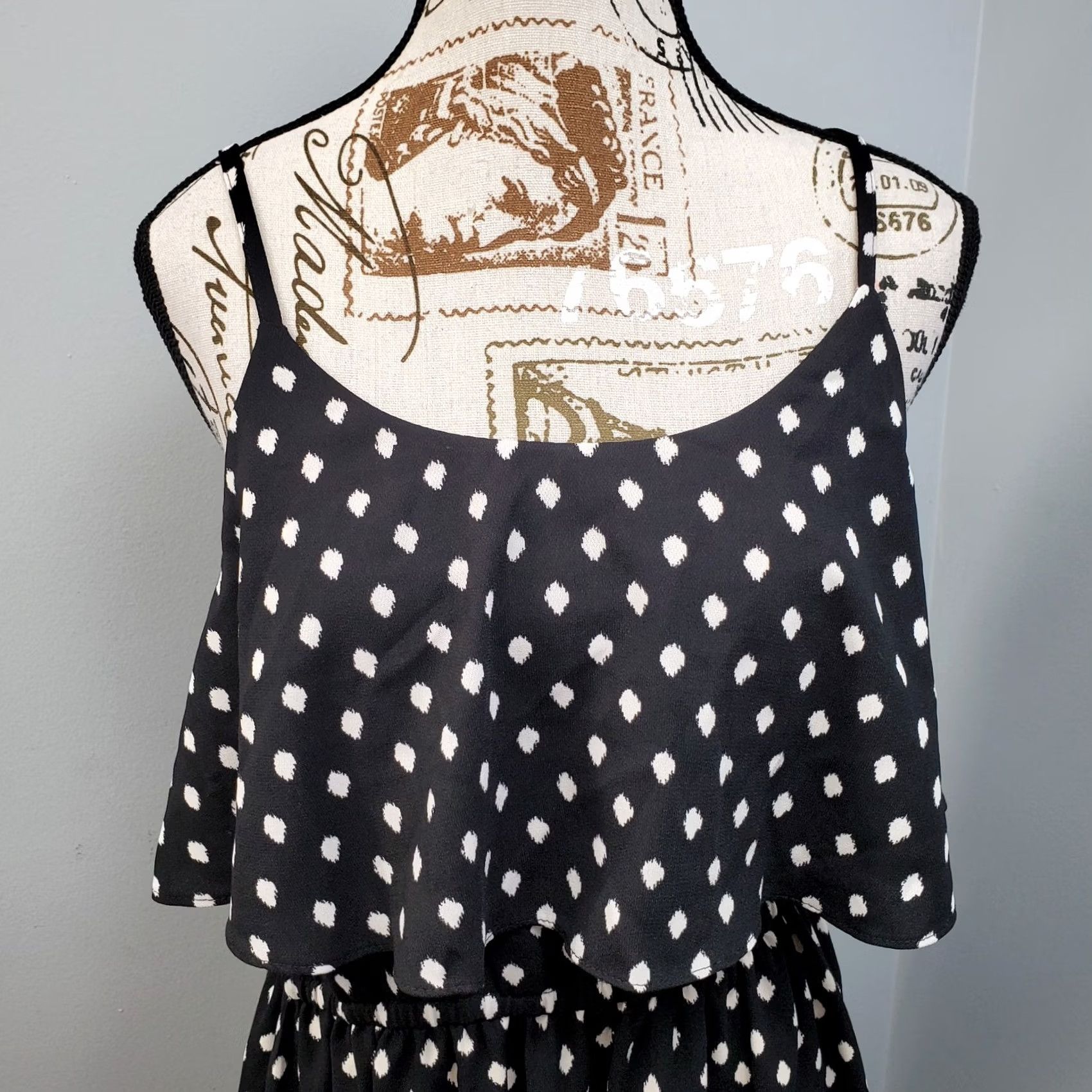 Vintage Nike Elle Sundress Womens M Dress Tribal Dot Tiered Cinch Waist Sleeveless Black White Midi Casual Party/Cocktail Womens Size M / US 6-8 / IT 42-44 - 7 Thumbnail