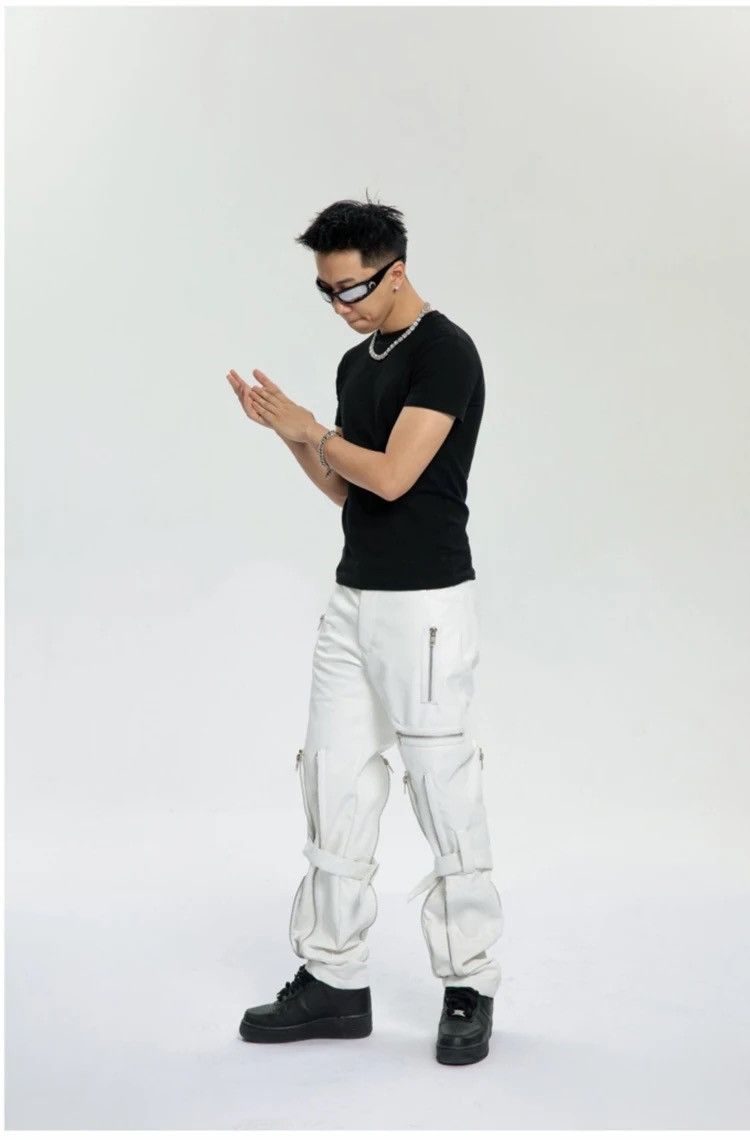 Leather × Vintage Cool White Pu Leather Pants Men Size US 35 - 2 Thumbnail