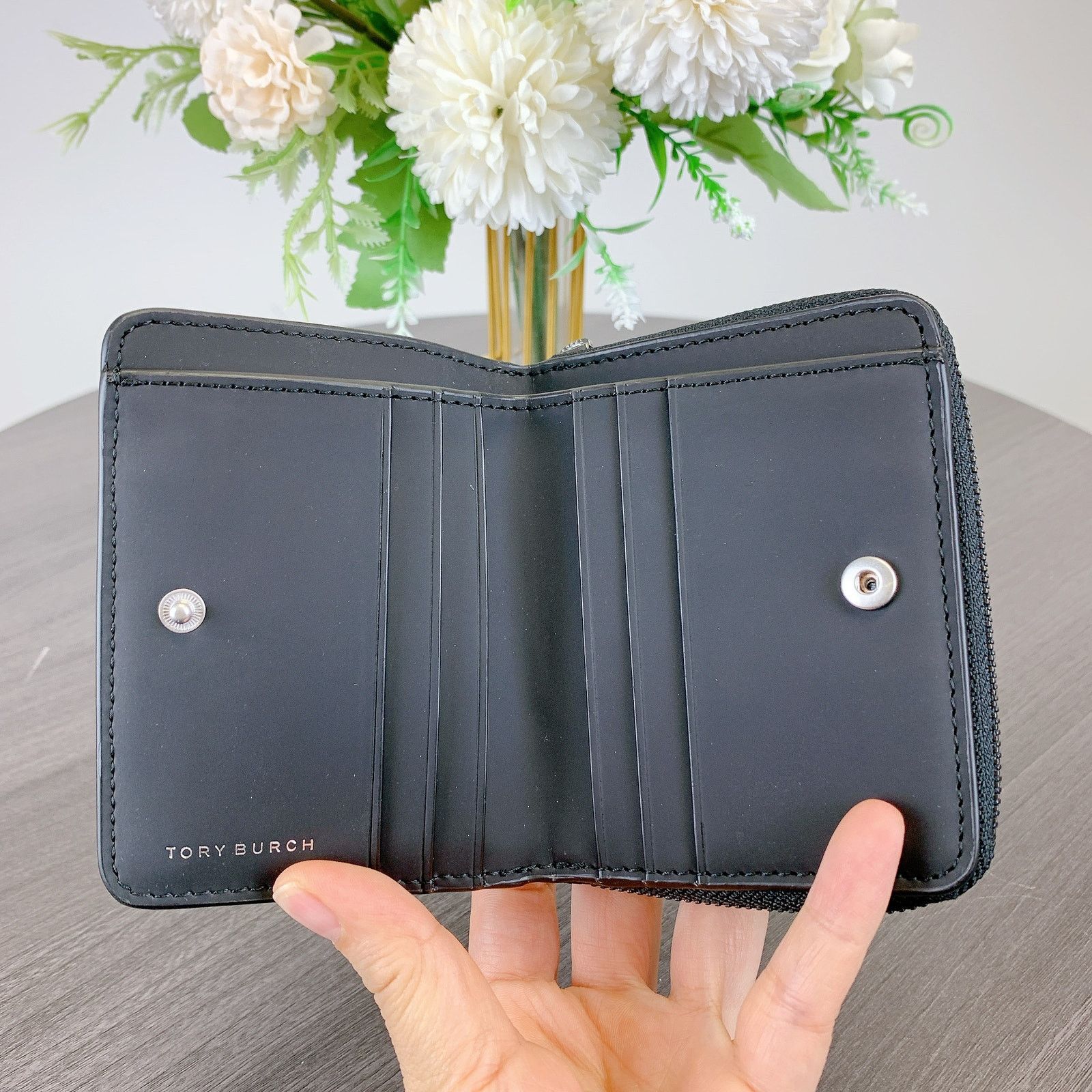 Tory Burch Tory Burch 149653 BRITTEN Matte Black PU BiFold Fold Wallet Size ONE SIZE - 3 Thumbnail
