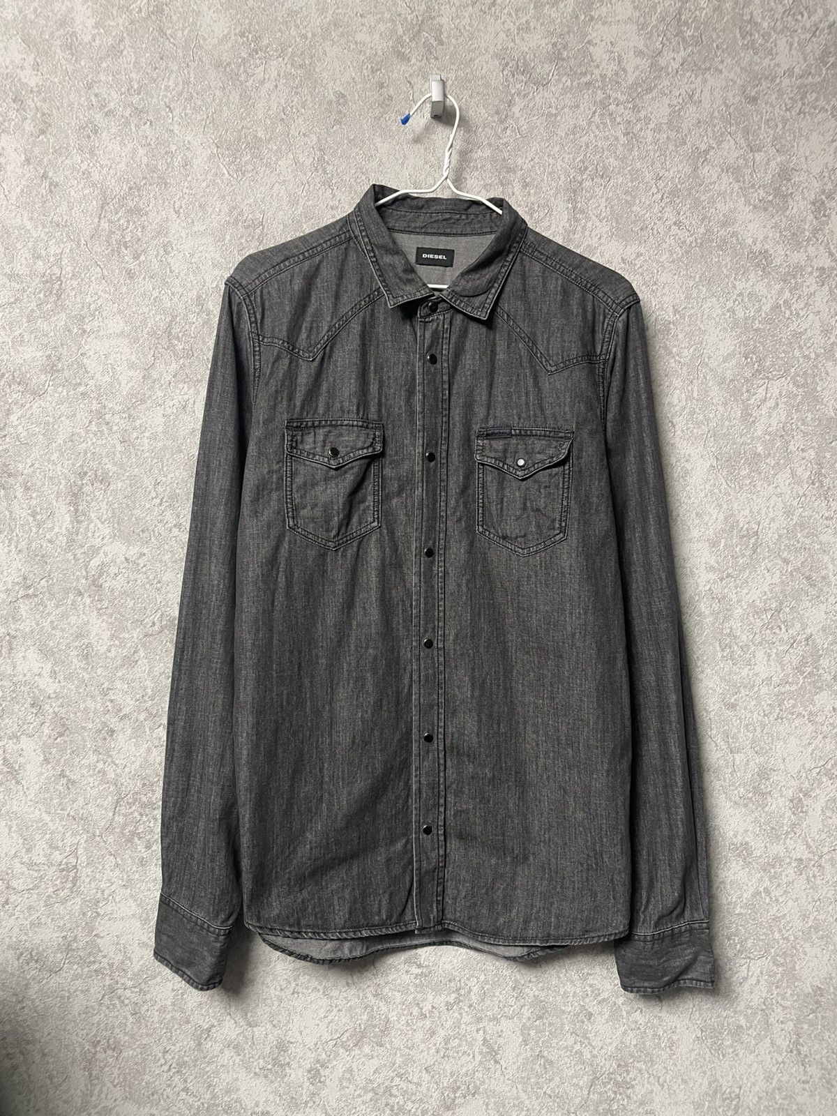 Diesel Vintage Diesel Black Jeans Long Sleeve Snap Button Shirt Size US L / EU 52-54 / 3 - 1 Thumbnail