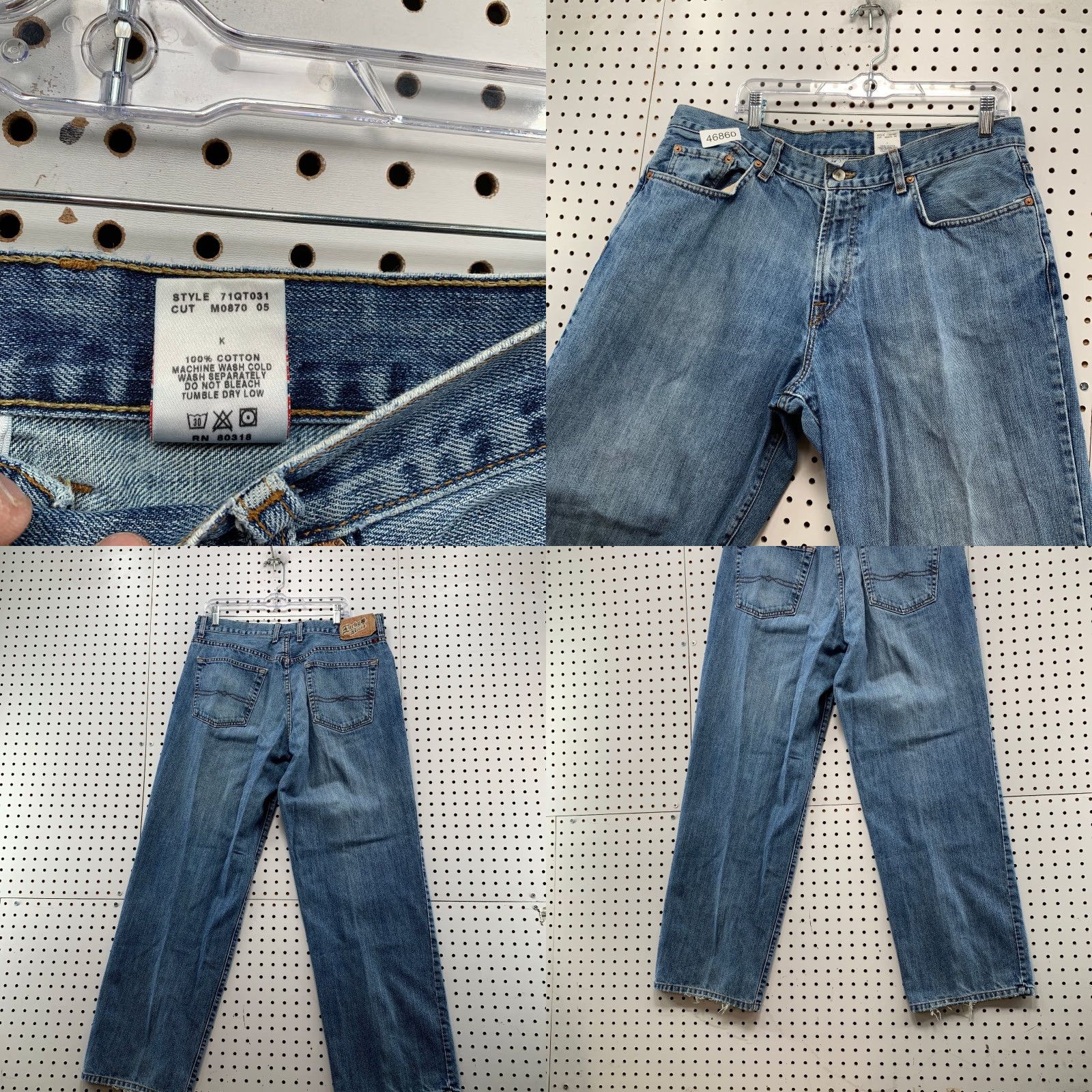 Lucky Brand VINTAGE Lucky Brand Jeans Mens 36x31 Dungarees USA Logo 5-Pocket Straight Blue Denim Shirt Size US 36 / EU 52 - 8 Thumbnail