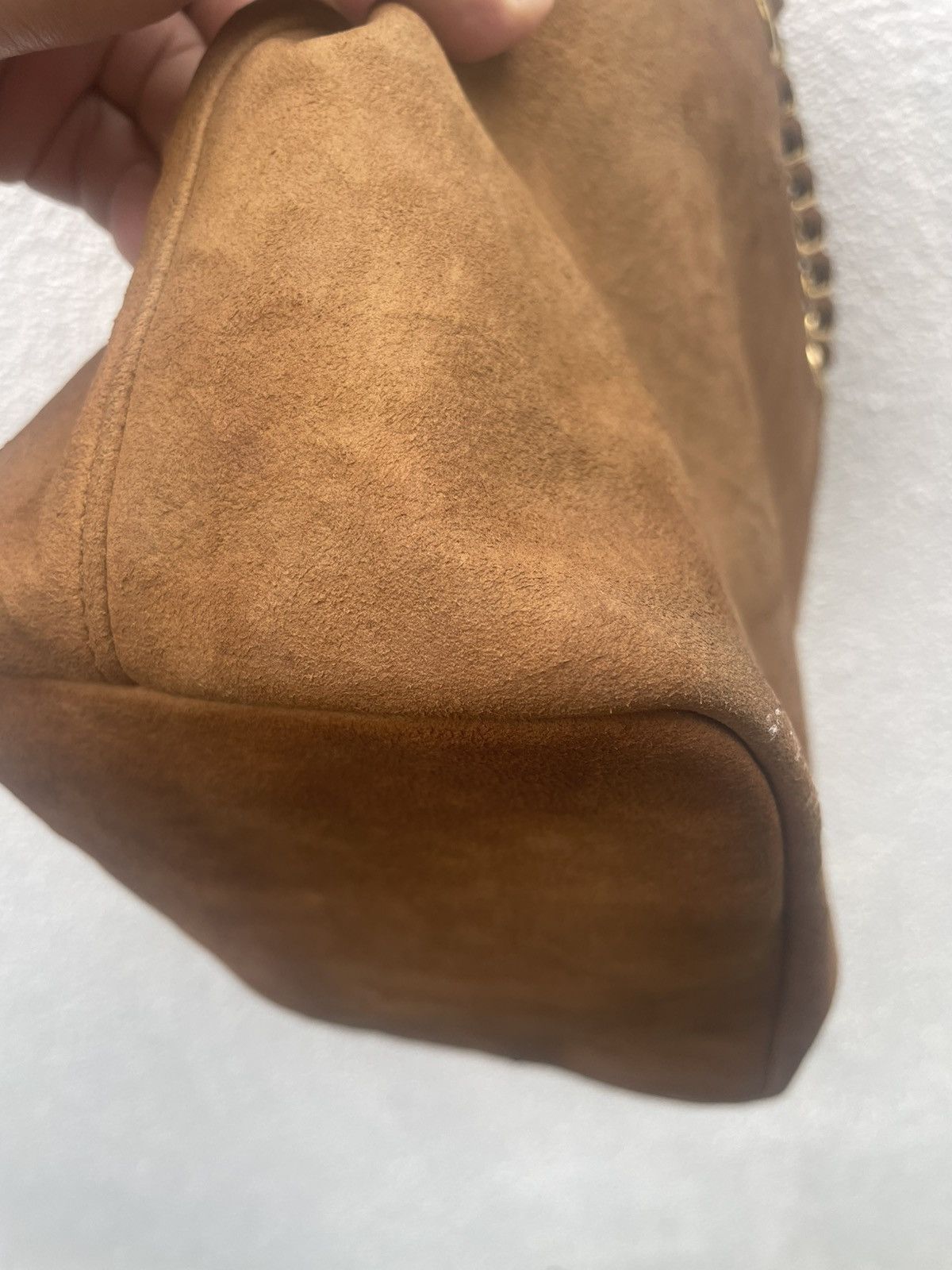 Prada Prada Brown Chain Suede Leather Shoulder Bag Size ONE SIZE - 11 Thumbnail