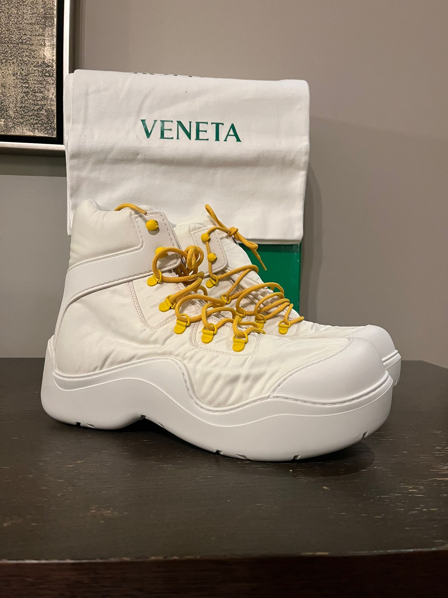 Bottega Veneta o1rshd1 Puddle Bomber Boots in String / Egg Yolk Size US 13 / EU 46 - 9 Thumbnail