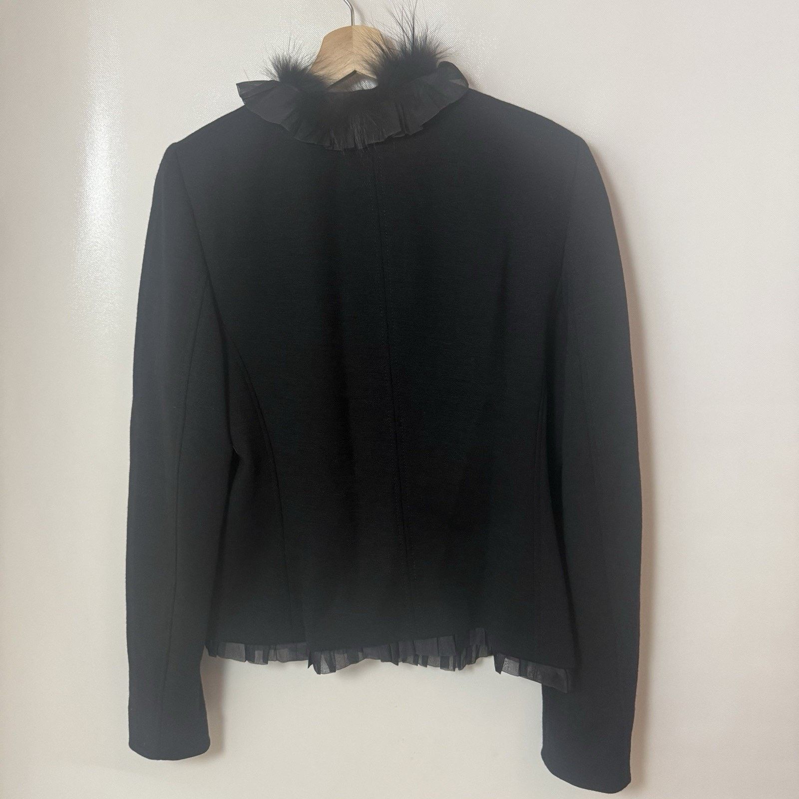 Elie Tahari Elie Tahari Blazer Wool Fox Fur Silk Office Academia Classy Size L / US 10 / IT 46 - 2 Thumbnail