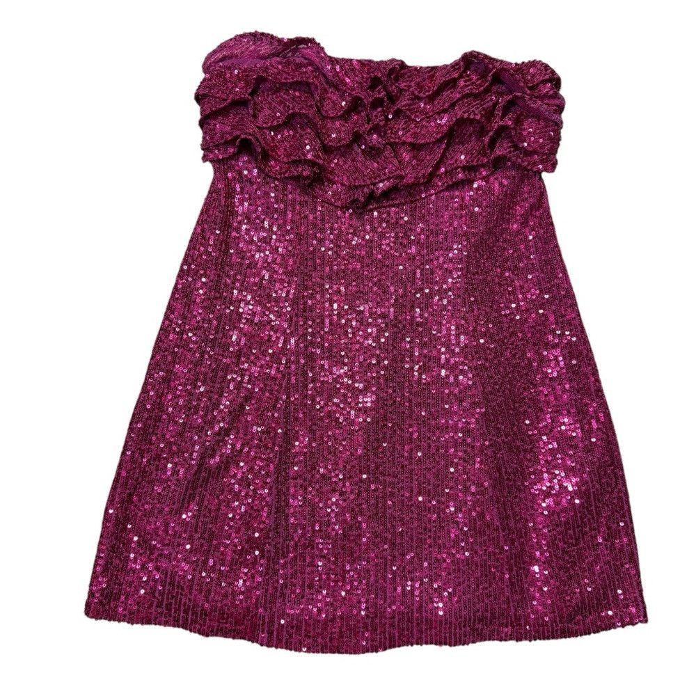 Free People New Free People Frida Sequin Ruffle Strapless Pink Magenta Size XS / US 0-2 / IT 36-38 - 6 Thumbnail