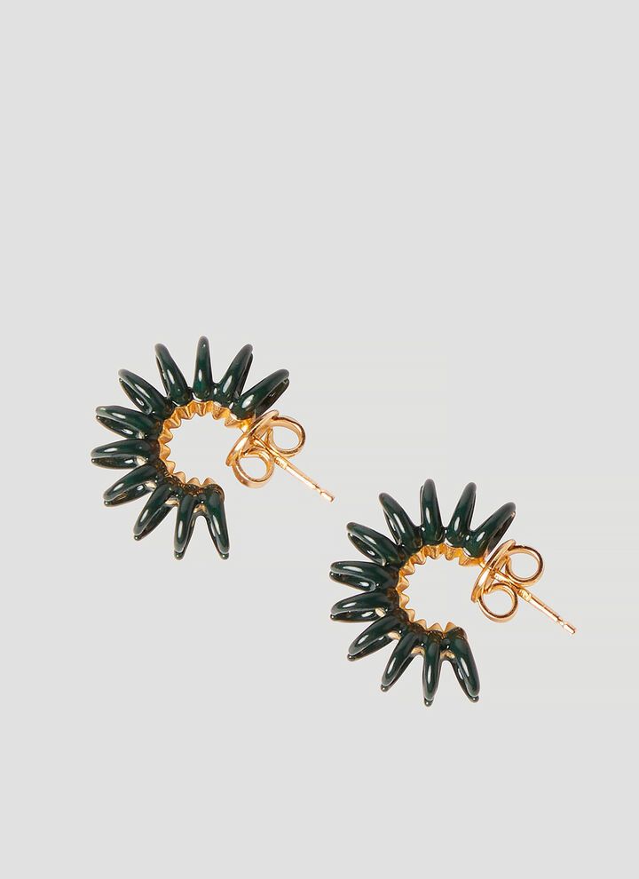 Bottega Veneta o1n1vont1124 Size: OS / Spine Hoop Earrings in Dark Green Size ONE SIZE - 1 Thumbnail