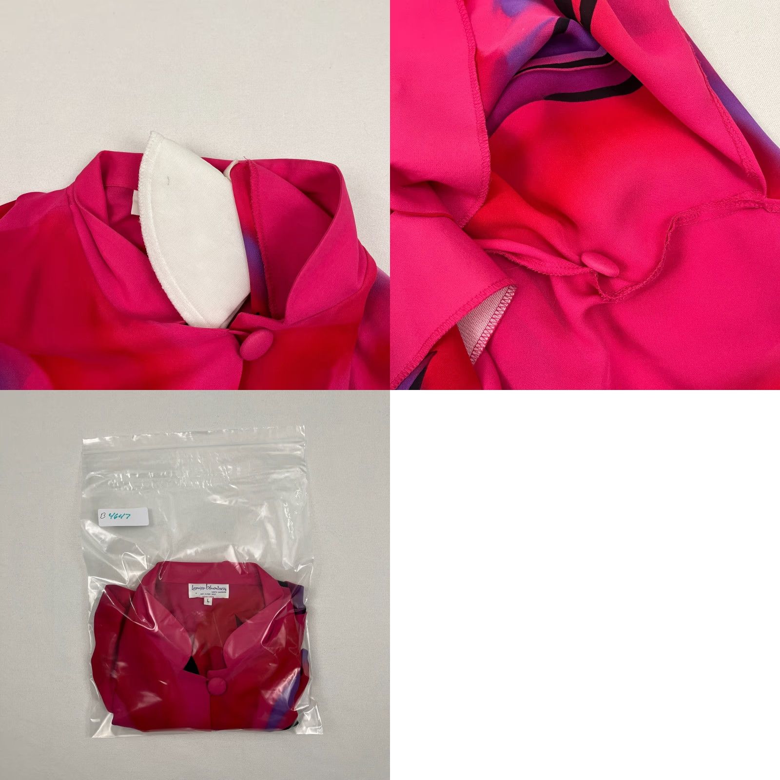 Pinko VINTAGE Louise Blumberg Santa Barbara Blouse Womens L Abstract Art Wear Silk Retro Pink Size L / US 10 / IT 46 - 9 Thumbnail