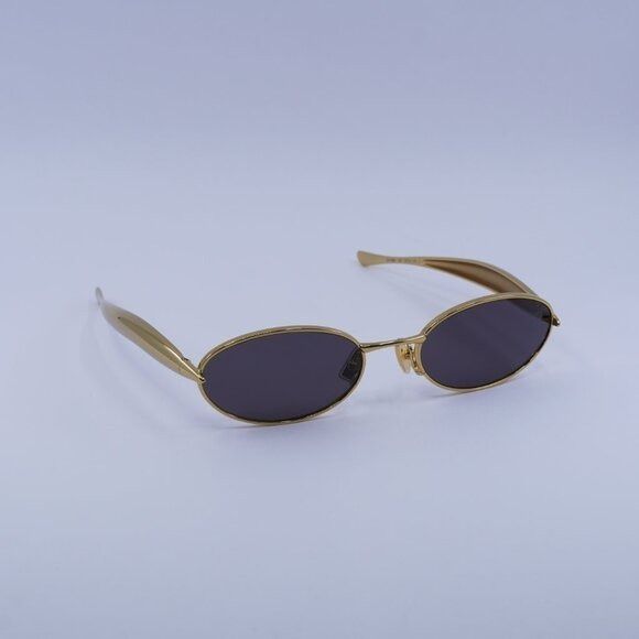 Bottega Veneta Bottega Veneta BV1386S 001 Sunglasses Gold Oval Frame, Grey Size ONE SIZE - 8 Thumbnail