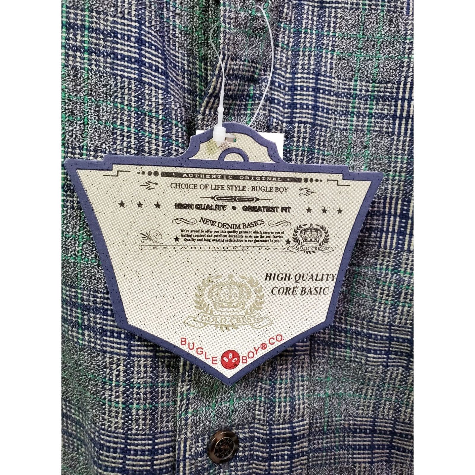 Bugle Boy VINTAGE Bugle Boy Flannel Shirt Long Sleeve Mens Size S Gray Plaid Gold Crest Button-Up Casual Shirt Size US S / EU 44-46 / 1 - 4 Thumbnail