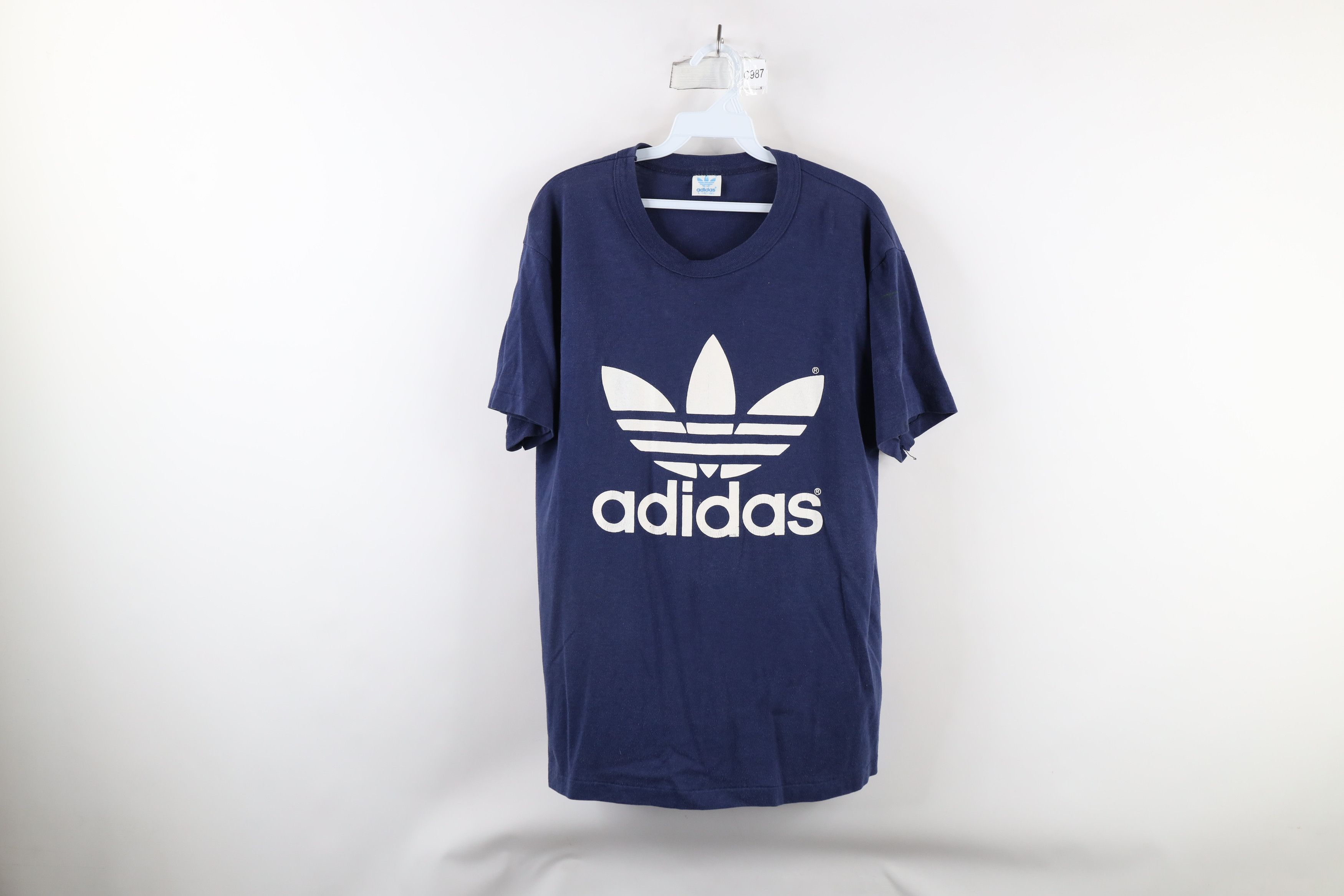 Vintage 70s Adidas Spell Out Big Logo Trefoil T-Shirt USA