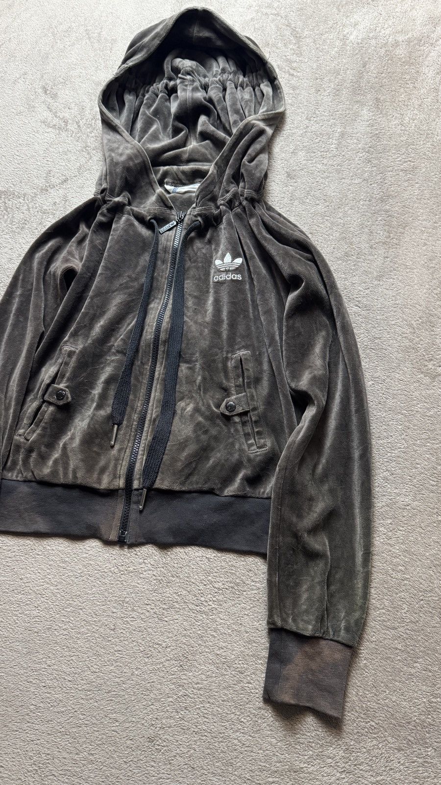 Japanese Brand Adidas Y2K Faded Mudwash Sick Zip Up Hood cdg grunge y-3 ysl Size L / US 10 / IT 46 - 4 Thumbnail