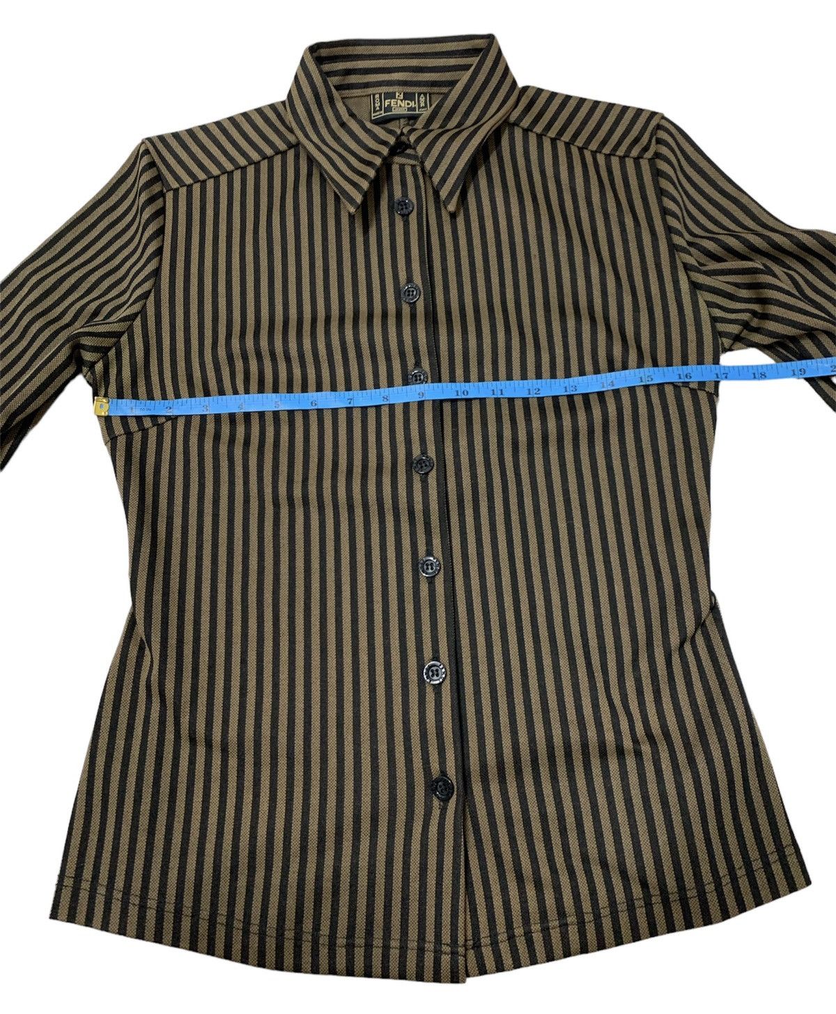 Fendi Fendi Striped Button-Up Shirt Slim Fit Brown Black Size M / US 6-8 / IT 42-44 - 5 Thumbnail