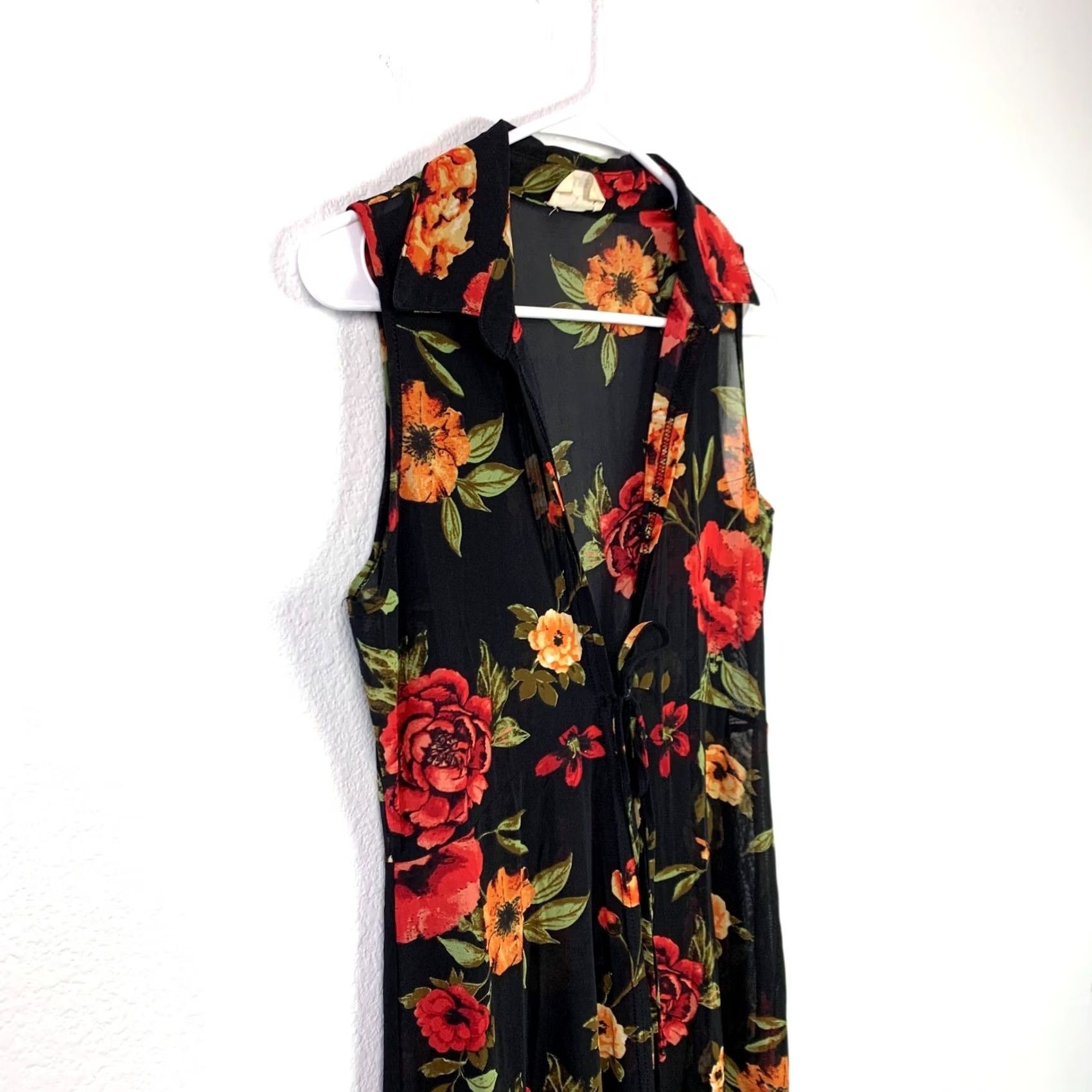 Vintage Ember Fairy Grunge Romantic Black Red Floral Sleeveless Dress Small Women Casual Party Size S / US 4 / IT 40 - 2 Thumbnail