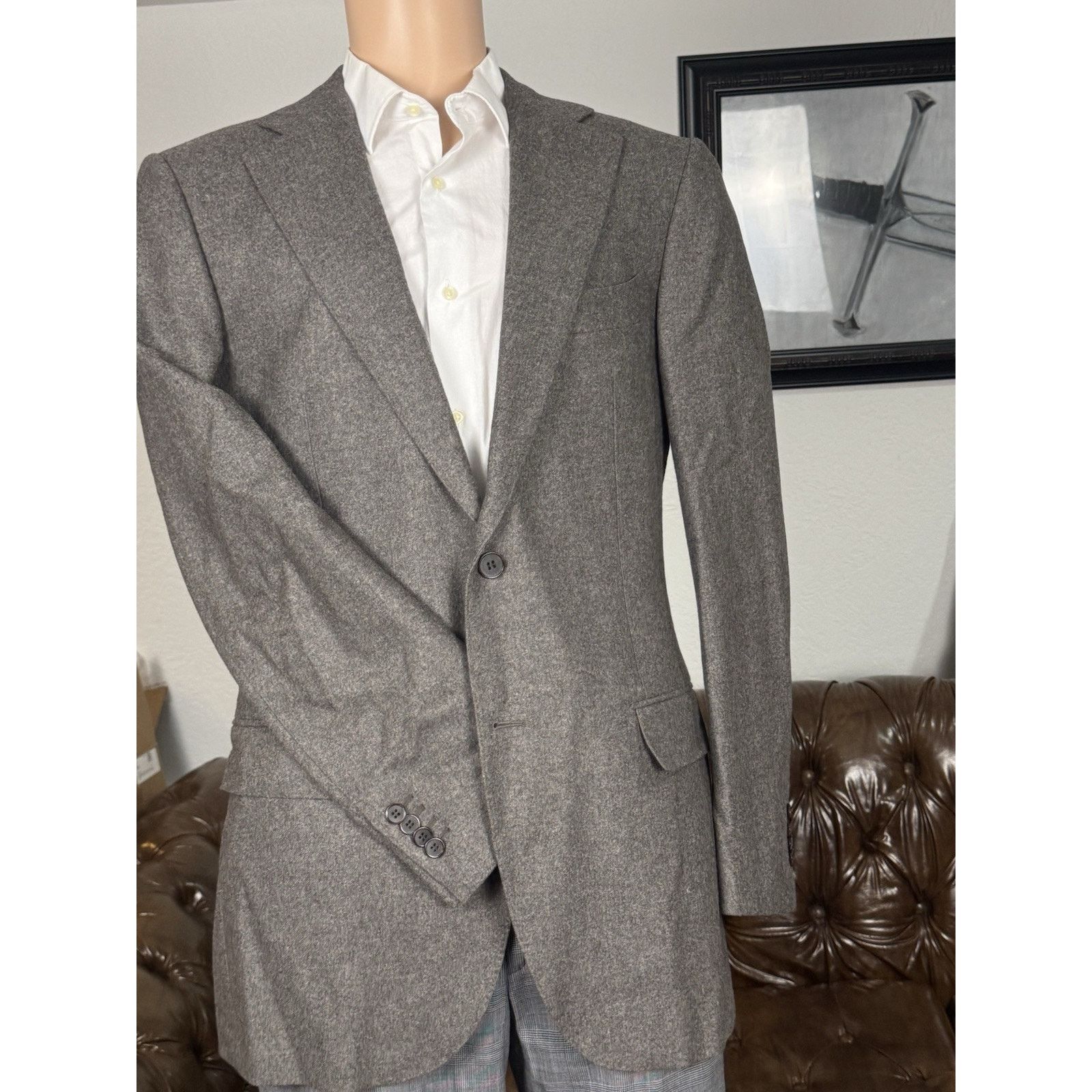 Suitsupply Suitsupply Brown VBC Flannel Sport Jacket Lazio Slim 44 US Size 44R - 1 Thumbnail