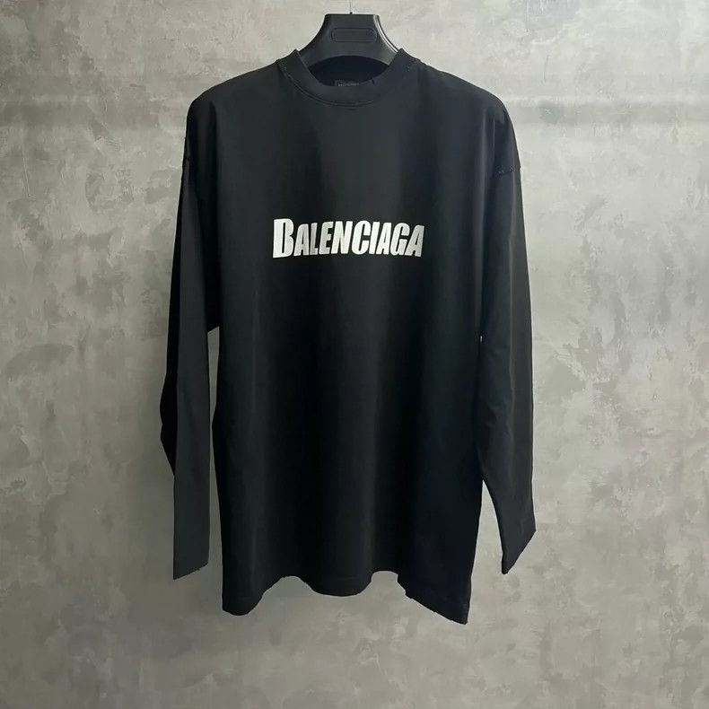 Other Balenciaga Black Logo Print Crew Neck Long Sleeve Tee Size US S / EU 44-46 / 1 - 1 Thumbnail