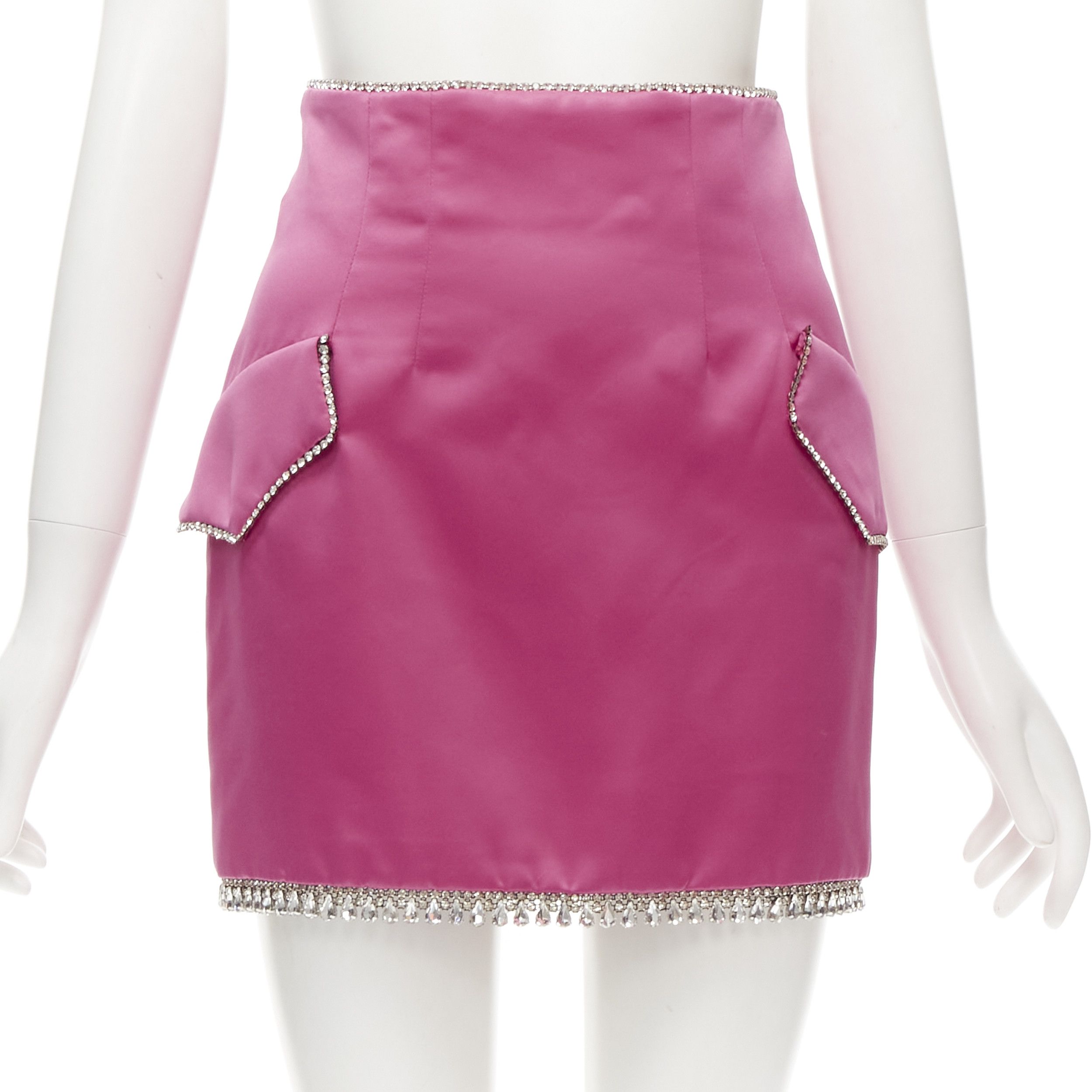 Other GIUSEPPE DI MORABITO pink satin bling crystal rhinestone mini skirt IT38 XS Size 26" / US 2 / IT 38 - 1 Thumbnail