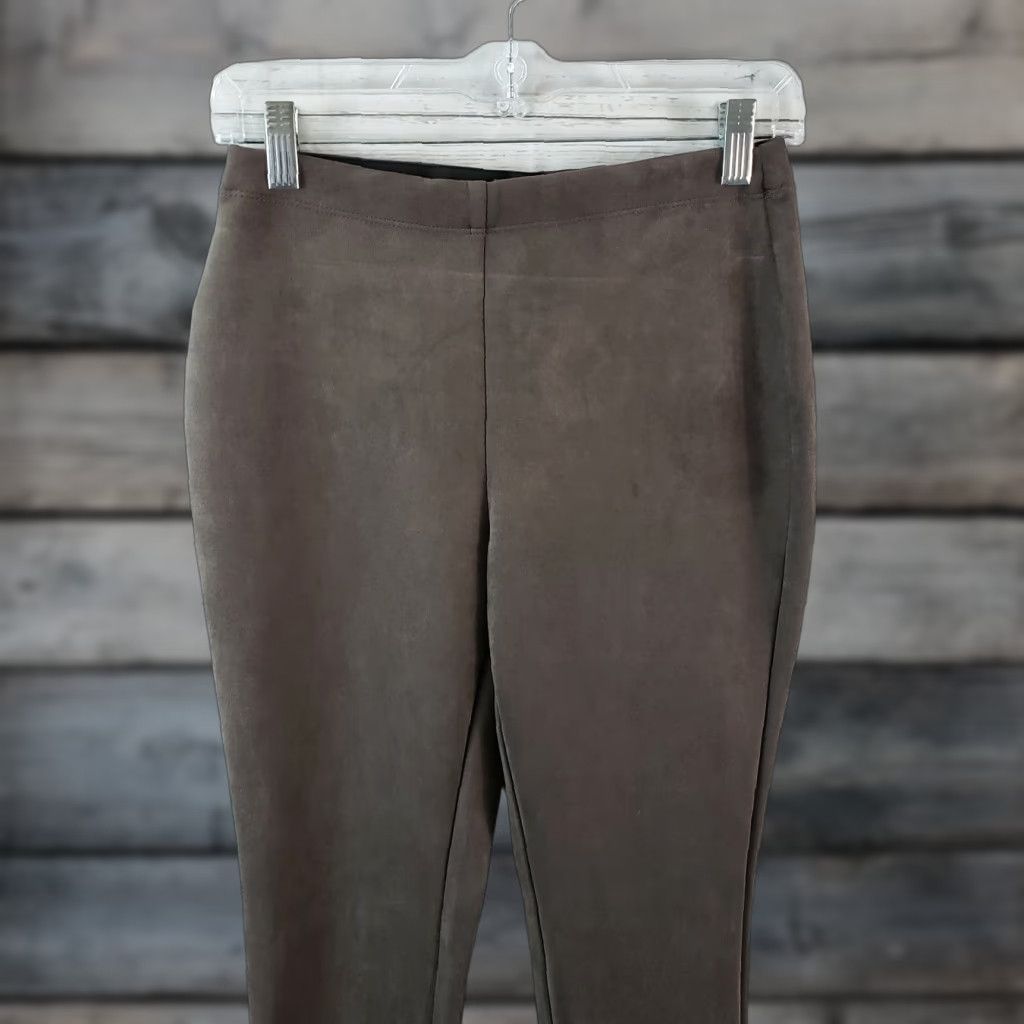 Vintage Catherine Malandrino Womens Pants Ps PS Skinny Cropped Mid Rise Faux Leather Wool Gray 25.5 Inseam Petite Tailored Mens Womens Girls? Size 28" / US 6 / IT 42 - 1 Thumbnail