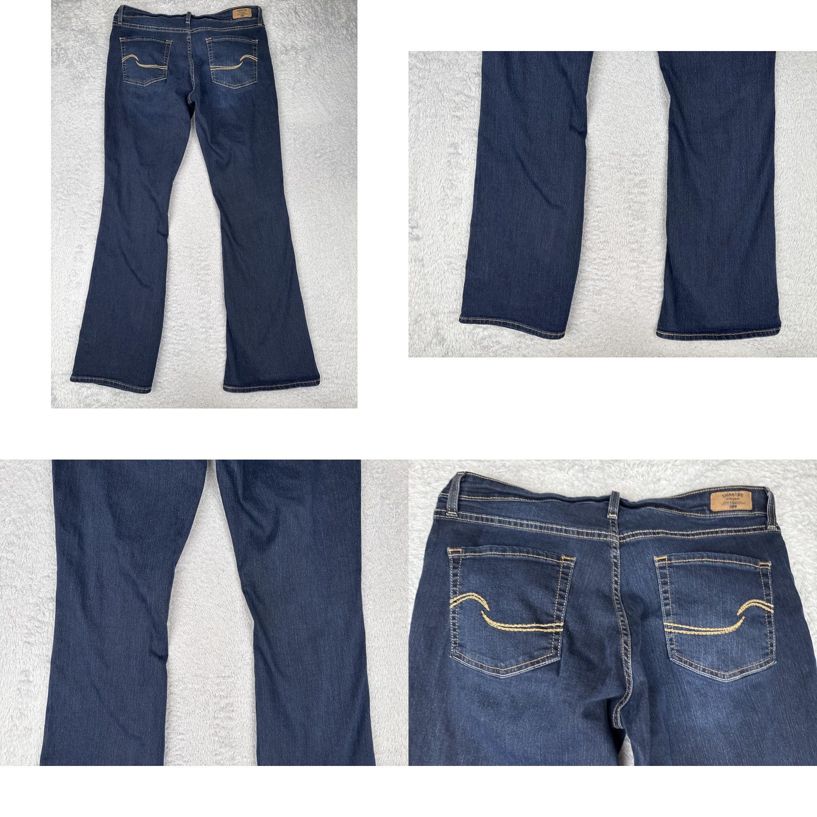 Vintage Levi Strauss Signature Jeans Womens 33x34 Dark Wash Bootcut Stretch Denim Size 38" / US 16 / IT 52 - 10 Thumbnail