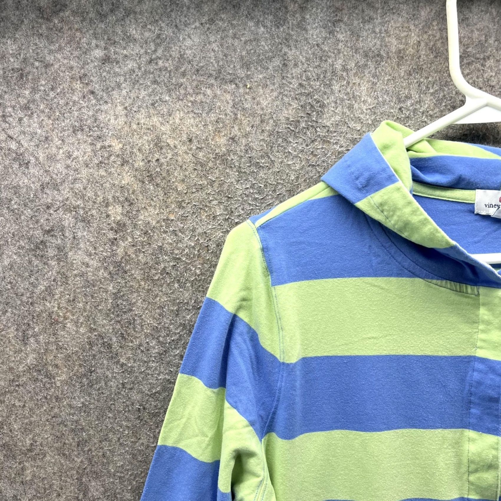 Vineyard Vines Vineyard Vines Shirt Womens Large Blue Green Stripe Hooded Collared Long Sleeve Size L / US 10 / IT 46 - 3 Thumbnail
