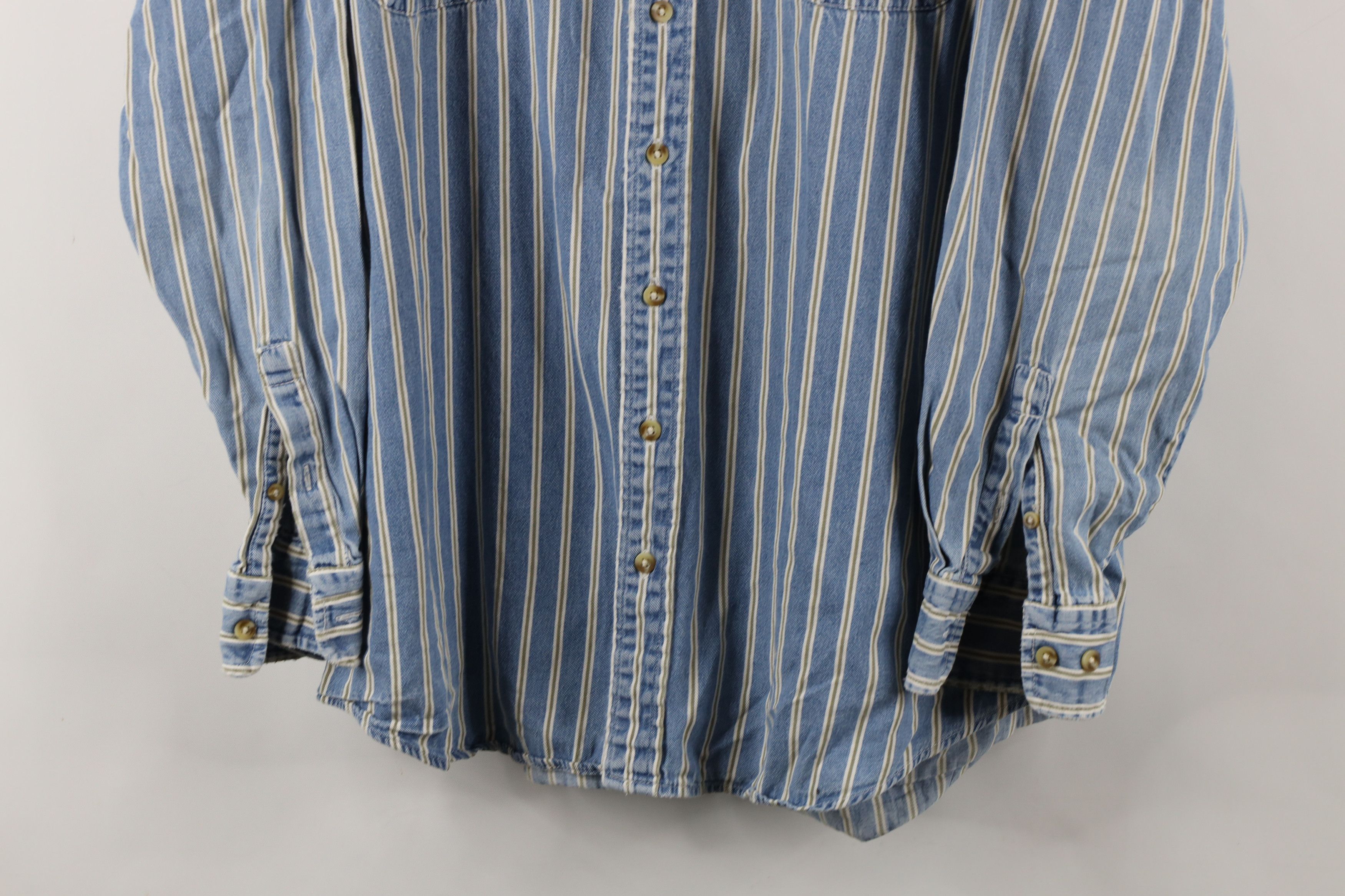 Vintage Vintage 90s Streetwear Striped Denim Jean Button Down Shirt Size US XL / EU 56 / 4 - 3 Thumbnail