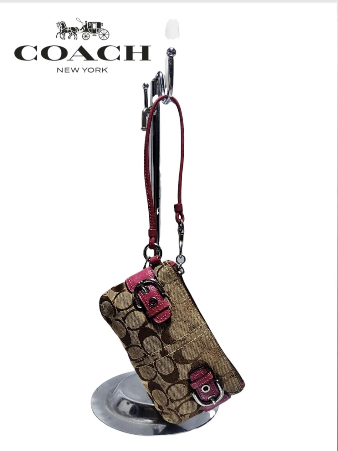 Coach COACH Brown Fuchsia Signature Canvas Wristlet Size ONE SIZE - 1 Thumbnail