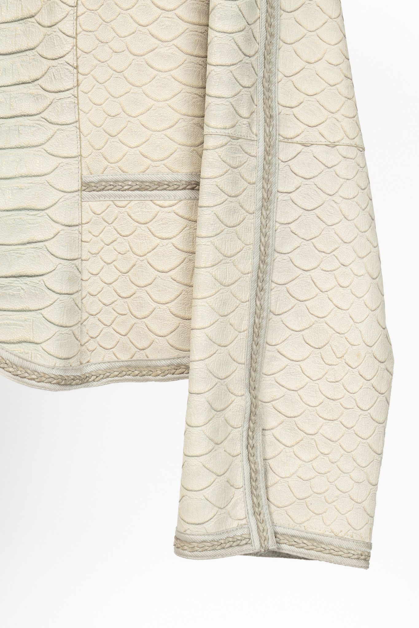 Giorgio Armani Giorgio Armani Beige Reptile-Embossed Leather Jacket Size M / US 6-8 / IT 42-44 - 6 Thumbnail