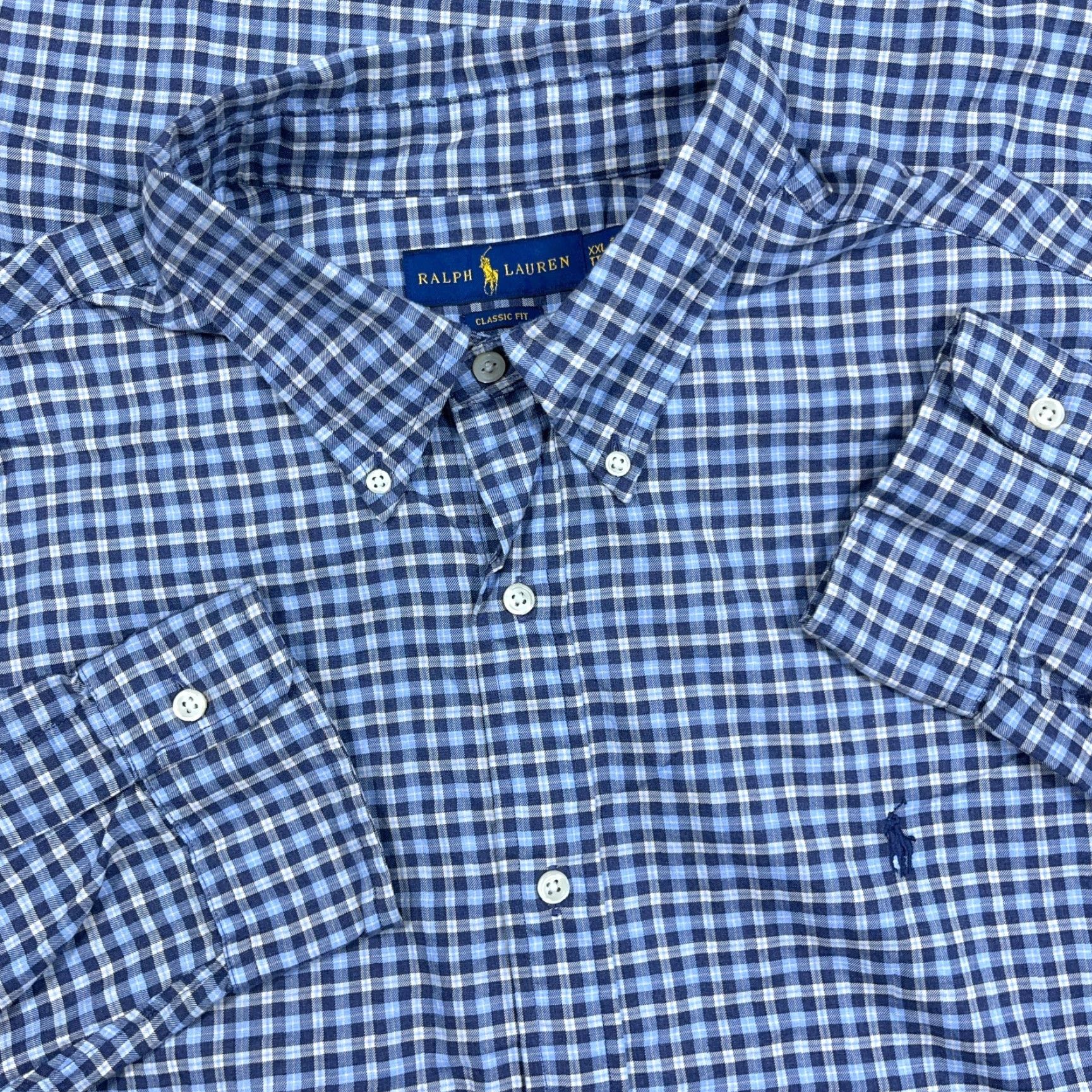 Ralph Lauren Ralph Lauren Shirt Men XXL 2XL Blue Plaid Button-Up Classic Fit Cotton Dress Size 48R - 2 Thumbnail