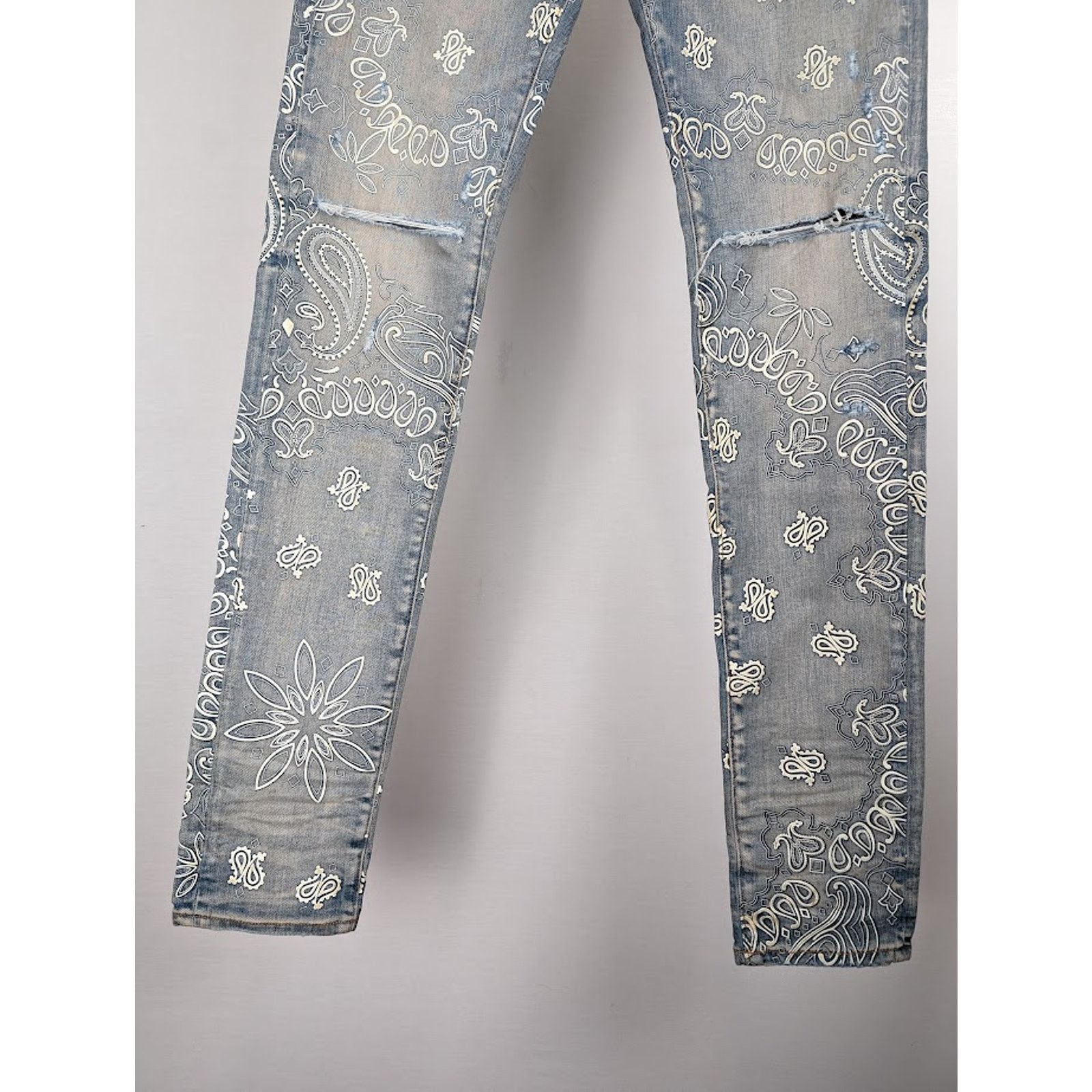 Amiri o1rshd1 Q:2 / Flocked Bandana Jeans in Clay Indigo Size US 31 - 3 Thumbnail