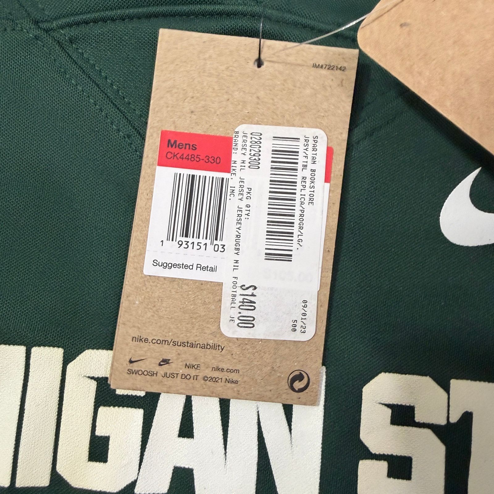 Nike Nike Michigan State Spartans Tre Mosley Jersey Large NEW Size US L / EU 52-54 / 3 - 5 Thumbnail