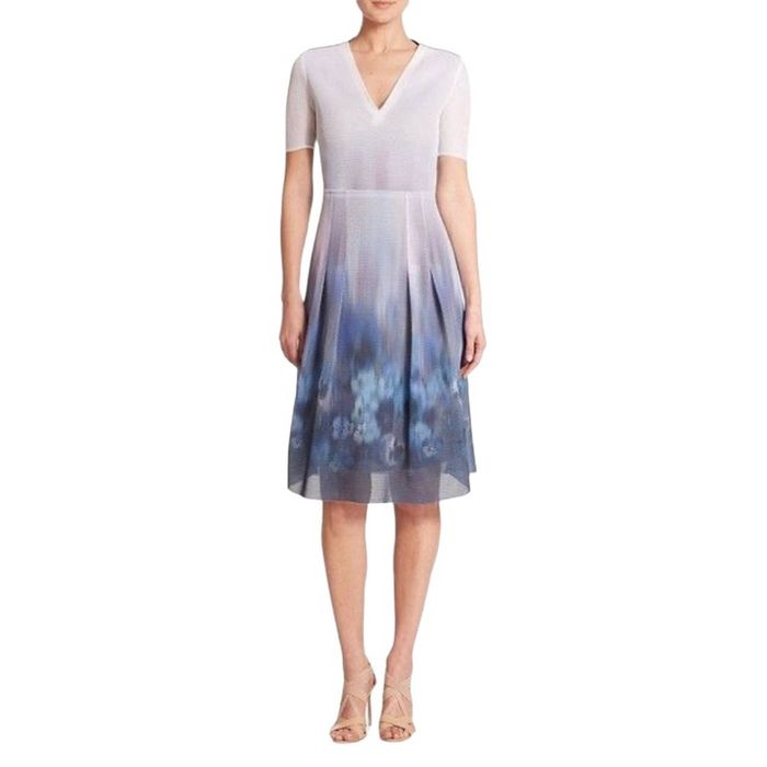 Elie Tahari Elie Tahari Hilary abstract print mesh short sleeve dress ...