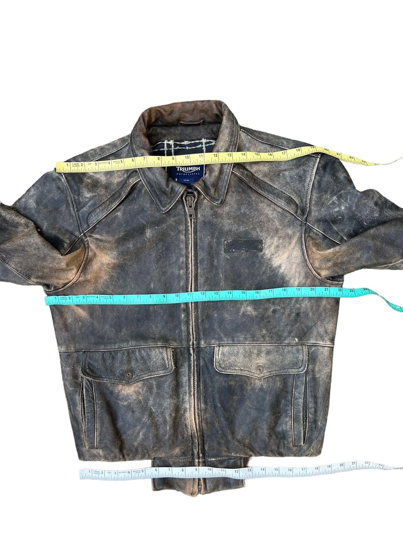 Leather Vintage Triumph Motorcycles Fade Patina Leather Jacket Size US L / EU 52-54 / 3 - 4 Thumbnail