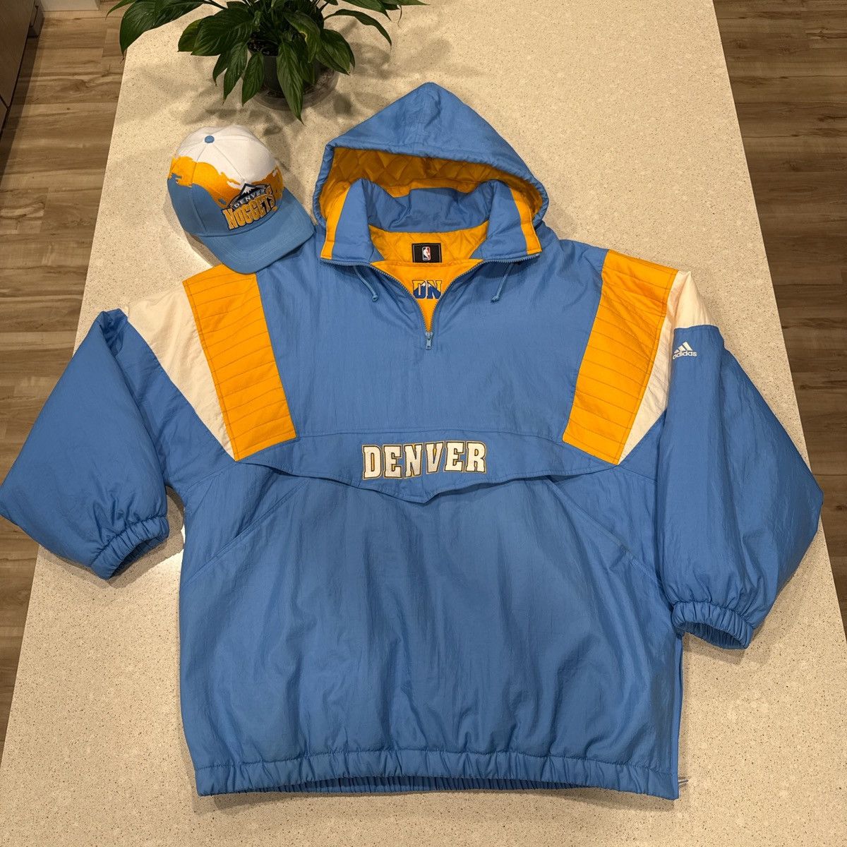 Adidas Vintage Denver Nuggets Adidas 1/2 Zip Puffer Jacket Size US XXL / EU 58 / 5 - 2 Thumbnail
