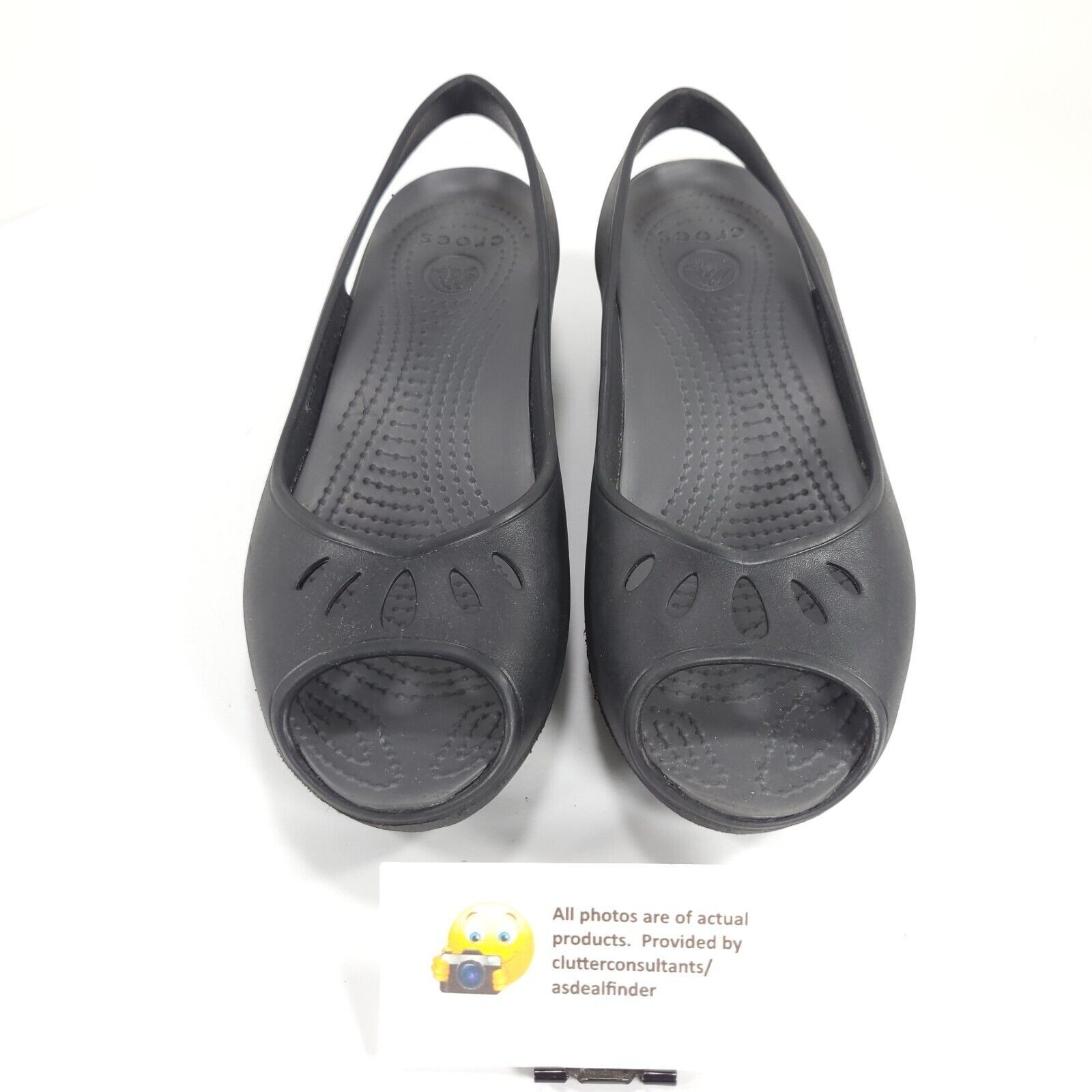 Crocs Crocs Slip on Casual Ballet Flat Womens Size 10 Black Rubber Size US 10 / IT 40 - 2 Thumbnail