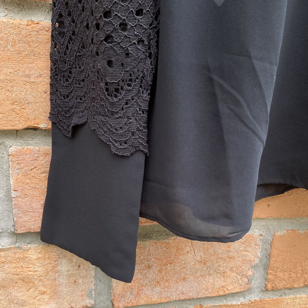 Just Cavalli Just Cavalli Black Chiffon Blouse with Knit Sleeves Size M / US 6-8 / IT 42-44 - 8 Thumbnail
