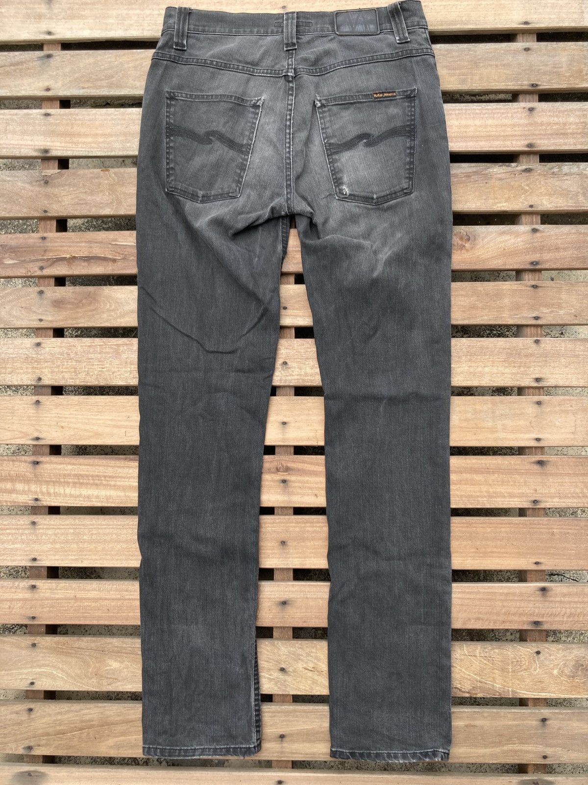Nudie Jeans Distressed Nudie Grim Tim Broken Black Jeans Size US 32 / EU 48 - 18 Thumbnail