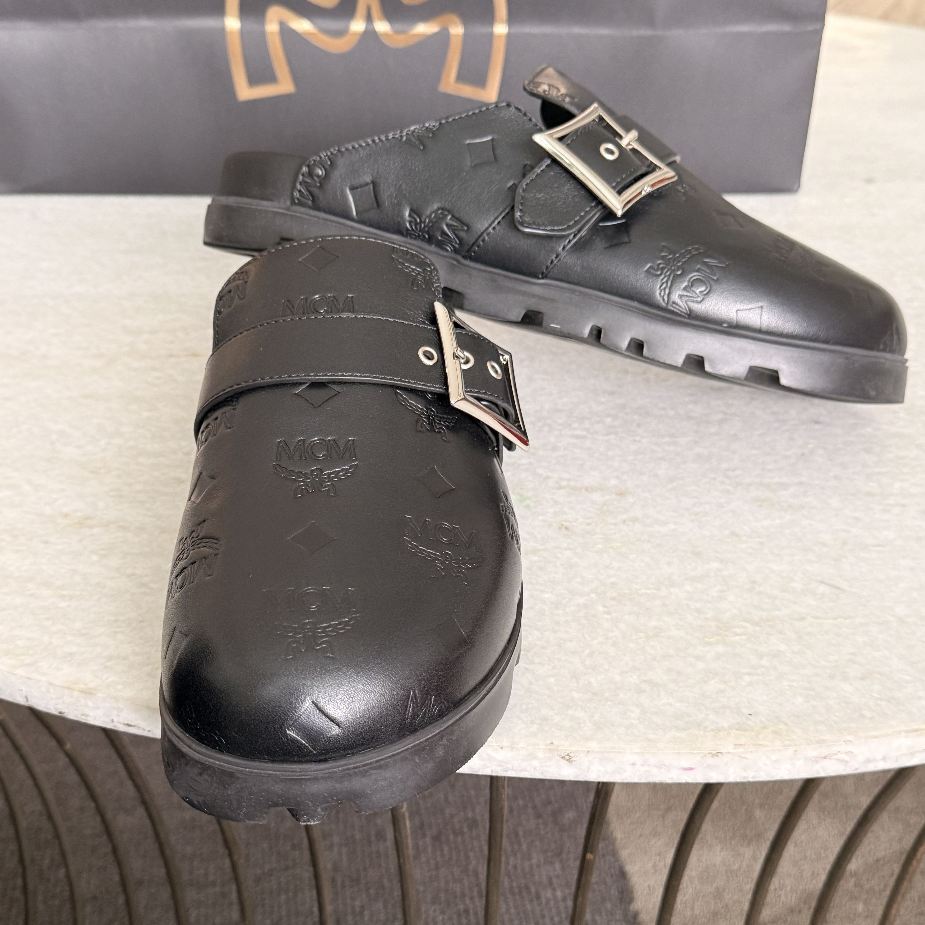 MCM MCM Leather Men’s Buckle Clogs (Flat Mule In Black) Size 45 Size US 12 / EU 45 - 3 Thumbnail