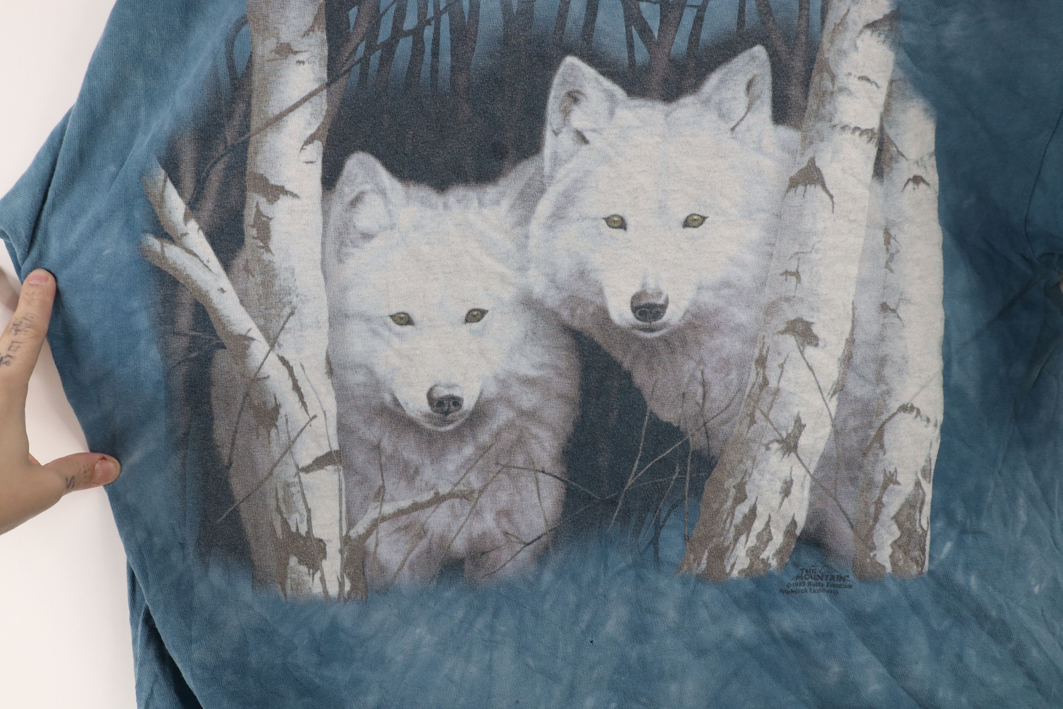 Vintage Vintage 90s Streetwear Acid Wash White Wolf Nature T-Shirt Size US XL / EU 56 / 4 - 4 Thumbnail
