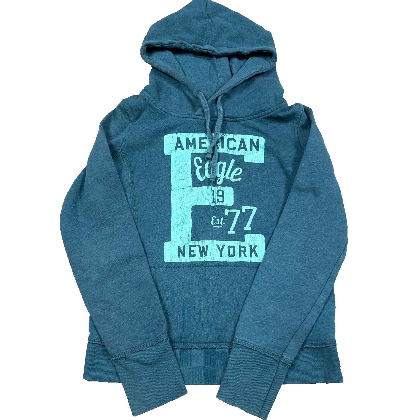 American Eagle Outfitters VINTAGE American Eagle Hoodie Women M Green Y2K AEO 2000s Spell Out Logo Pullover Hooded All Seasons Lined Pockets Modern Preppy Modern, 90s, 2000s? Size M / US 6-8 / IT 42-44 - 2 Thumbnail