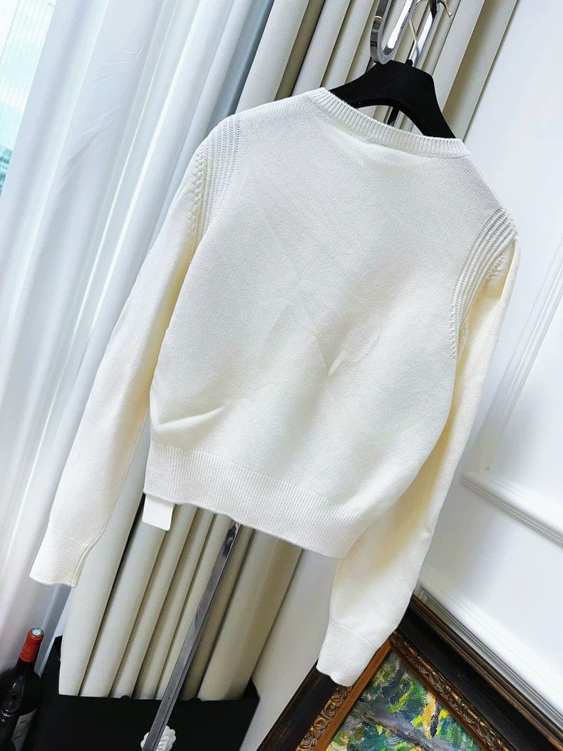 Chanel Chanel 20A beige pearl wheat spike brooch logo cashmere sw Size XS / US 0-2 / IT 36-38 - 2 Thumbnail