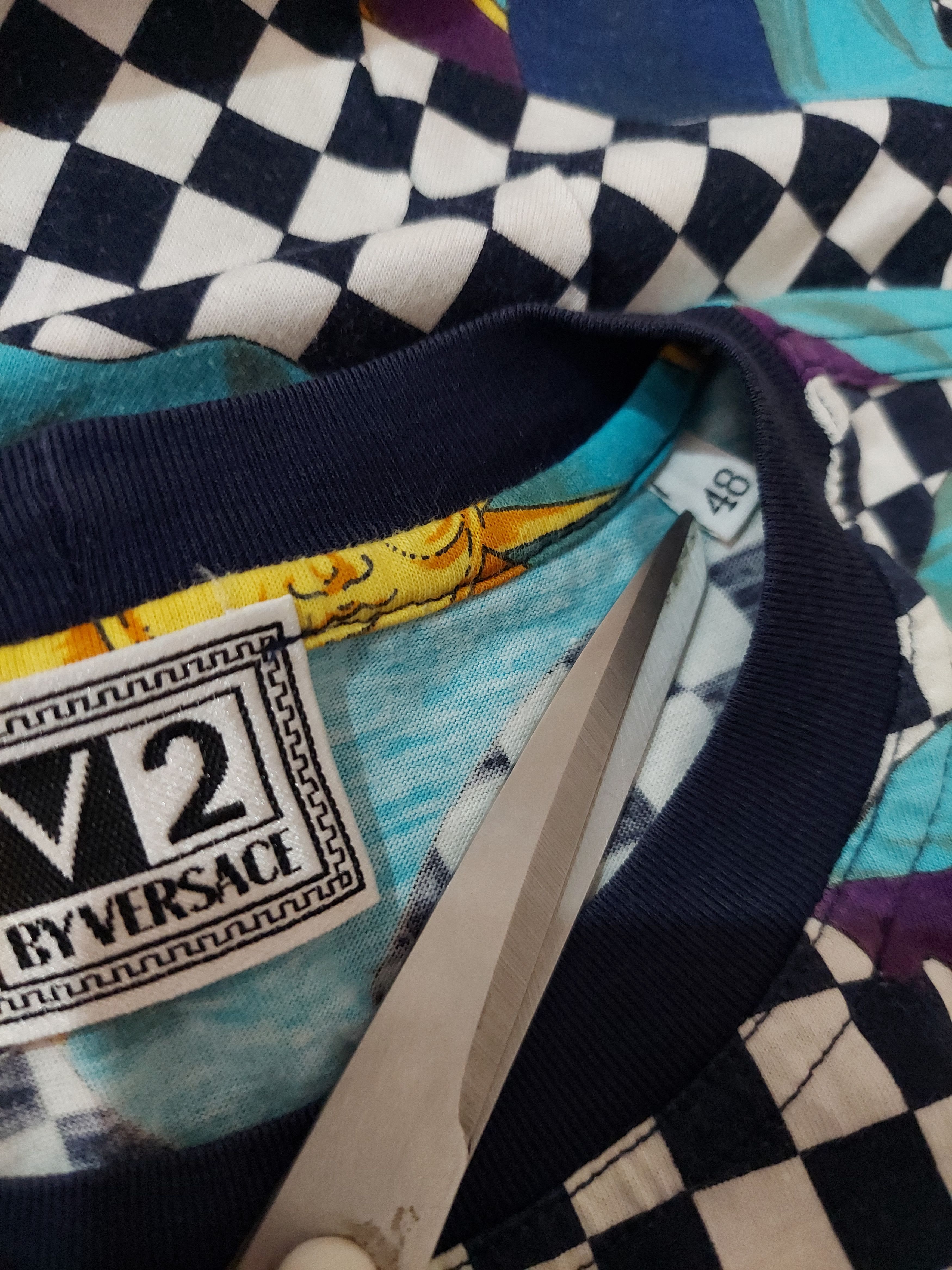 Versace Gianni Versace V2 90s Checker Flag Print T-Shirt (size 48) Size US M / EU 48-50 / 2 - 9 Thumbnail