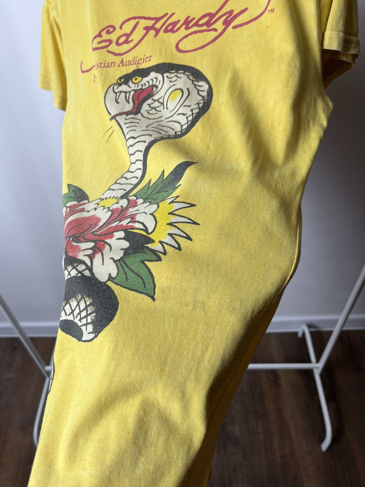 Ed Hardy × Vintage Ed Hardy Yellow Graphic Longline Tee Dress Women’s L Size L / US 10 / IT 46 - 11 Thumbnail