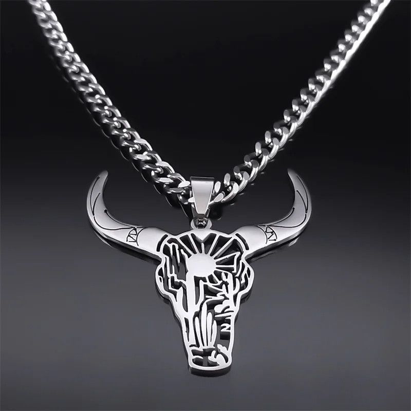 Jewelry Bull Head Pendant Charms Necklace Emblem Talisman Size ONE SIZE - 3 Thumbnail