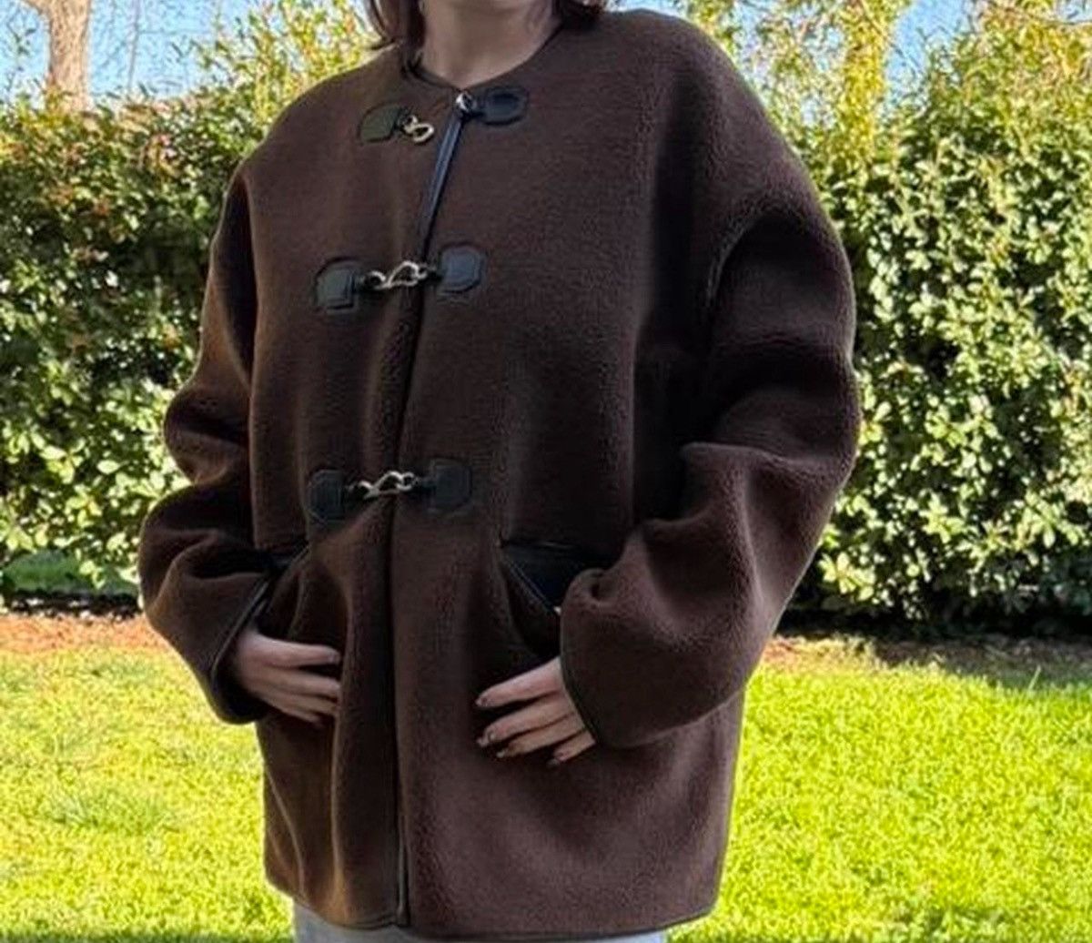 Rebecca Minkoff Rebecca Minkoff Shearling Toggle Jacket Chocolate Brn L NWT Size L / US 10 / IT 46 - 4 Thumbnail
