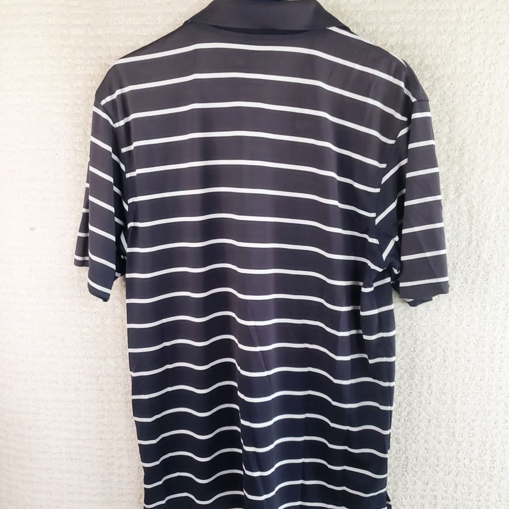 PGA Tour PGA TOUR Polo Men L Dark Gray Black Striped Airflux Stretch Short Sleeve Collared Pullover Performance Golf Rugby Sports Shirt Mens Size US L / EU 52-54 / 3 - 6 Thumbnail