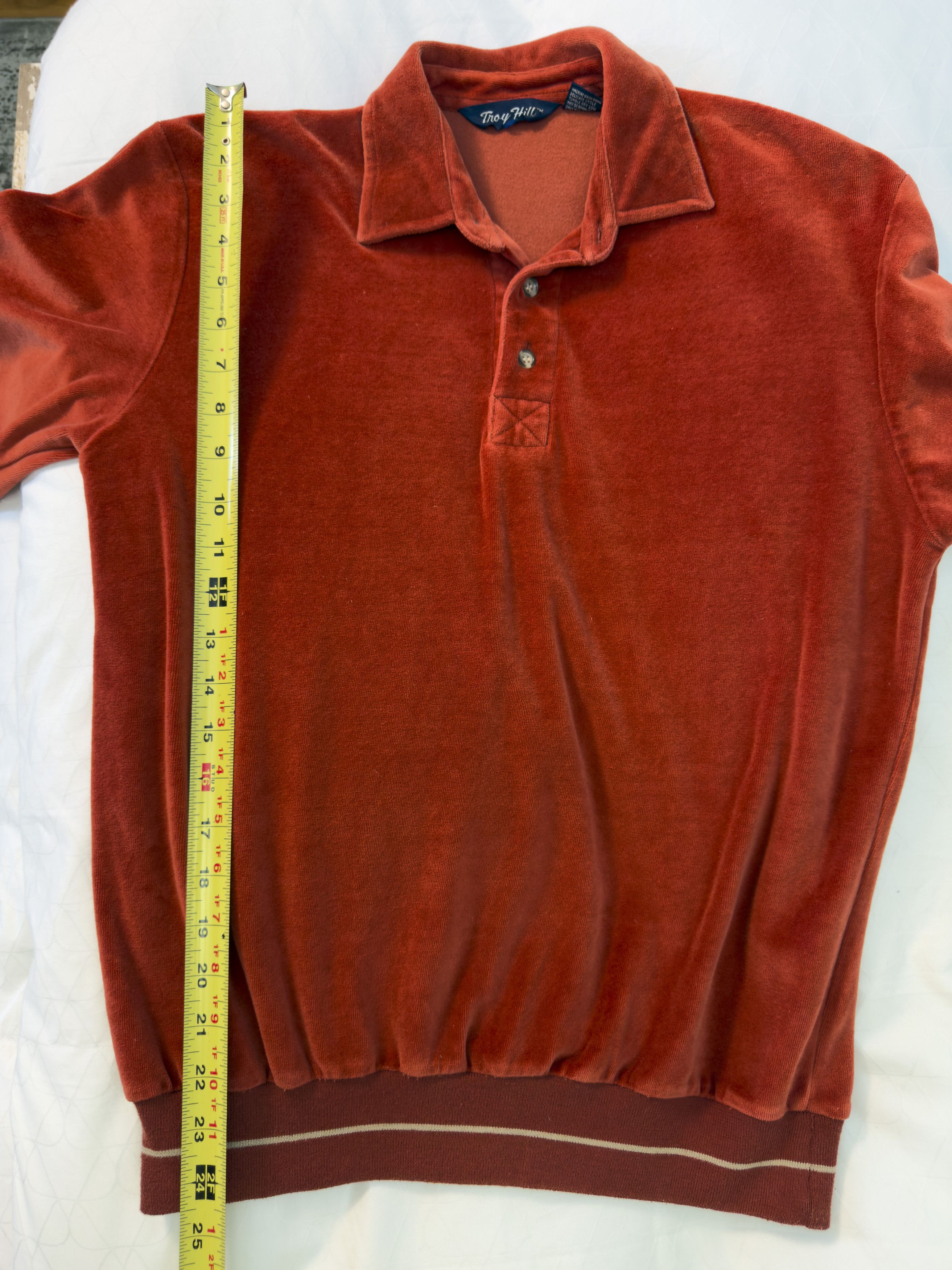 Other Vintage Troy Hill Rust Velour Collared Pullover Sweatshirt Size US M / EU 48-50 / 2 - 7 Thumbnail