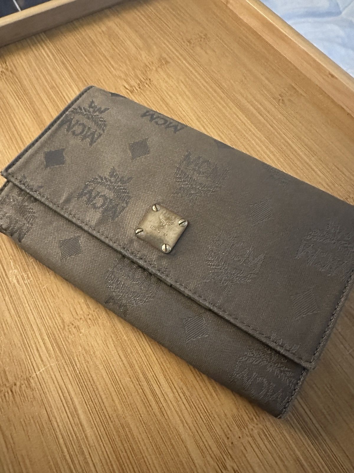 image of MCM Vintage Wallet in Grey, Women's