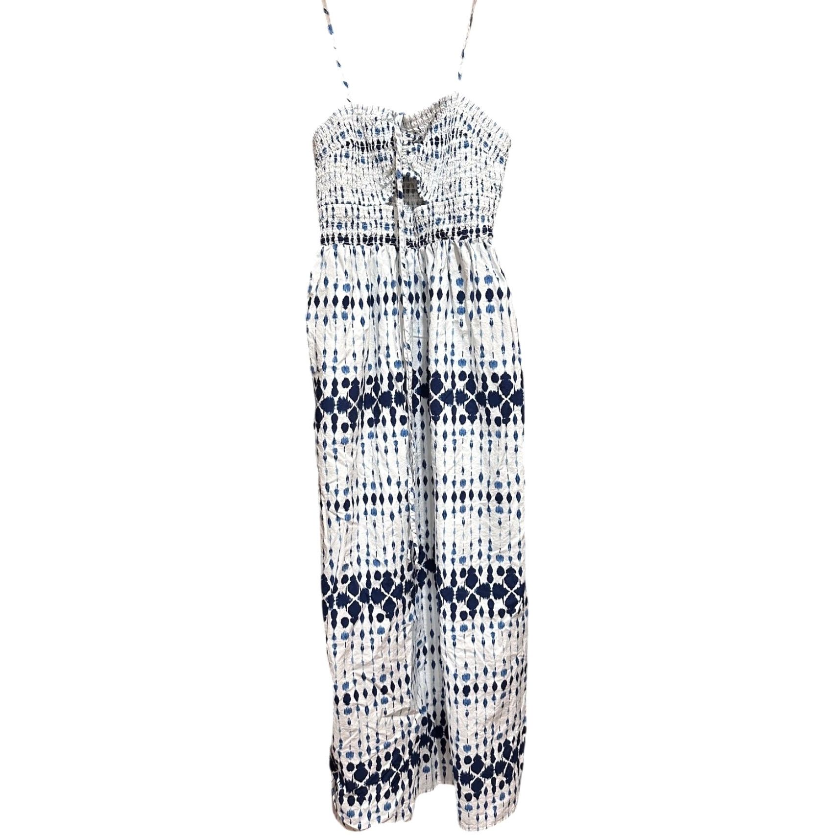 Vintage VINTAGE Universal Thread Women Maxi Dress M White Blue Smocked Boho 100% Cotton Ladies Dress Bohemian Beachy Festival Size M / US 6-8 / IT 42-44 - 2 Thumbnail