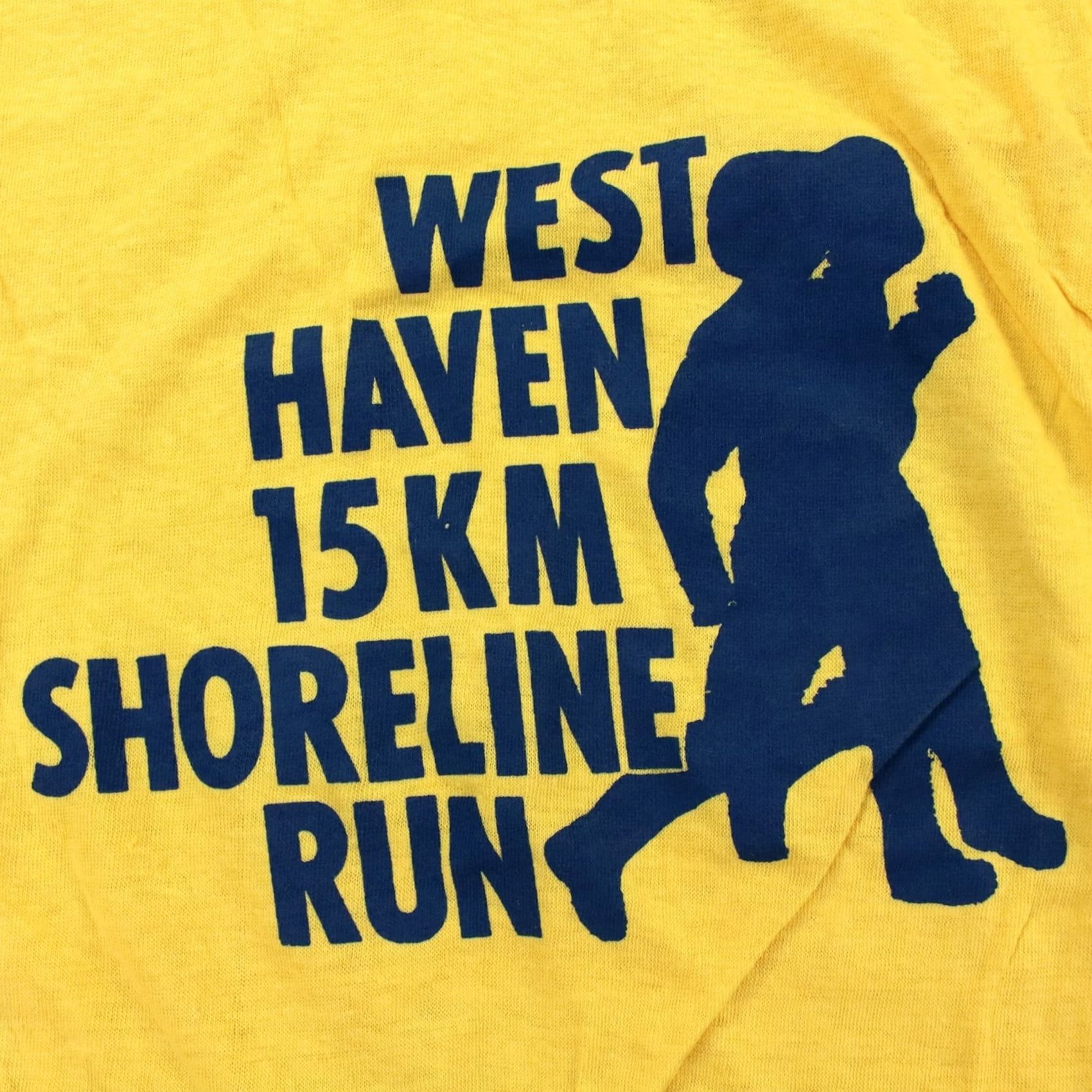 Vintage vtg 80s single stitch t-shirt MEDIUM west haven connecticut shoreline 15k run Shirt Adult M Yellow vintage Cotton Crew Neck Short Sleeve Graphic Print Size US M / EU 48-50 / 2 - 2 Thumbnail